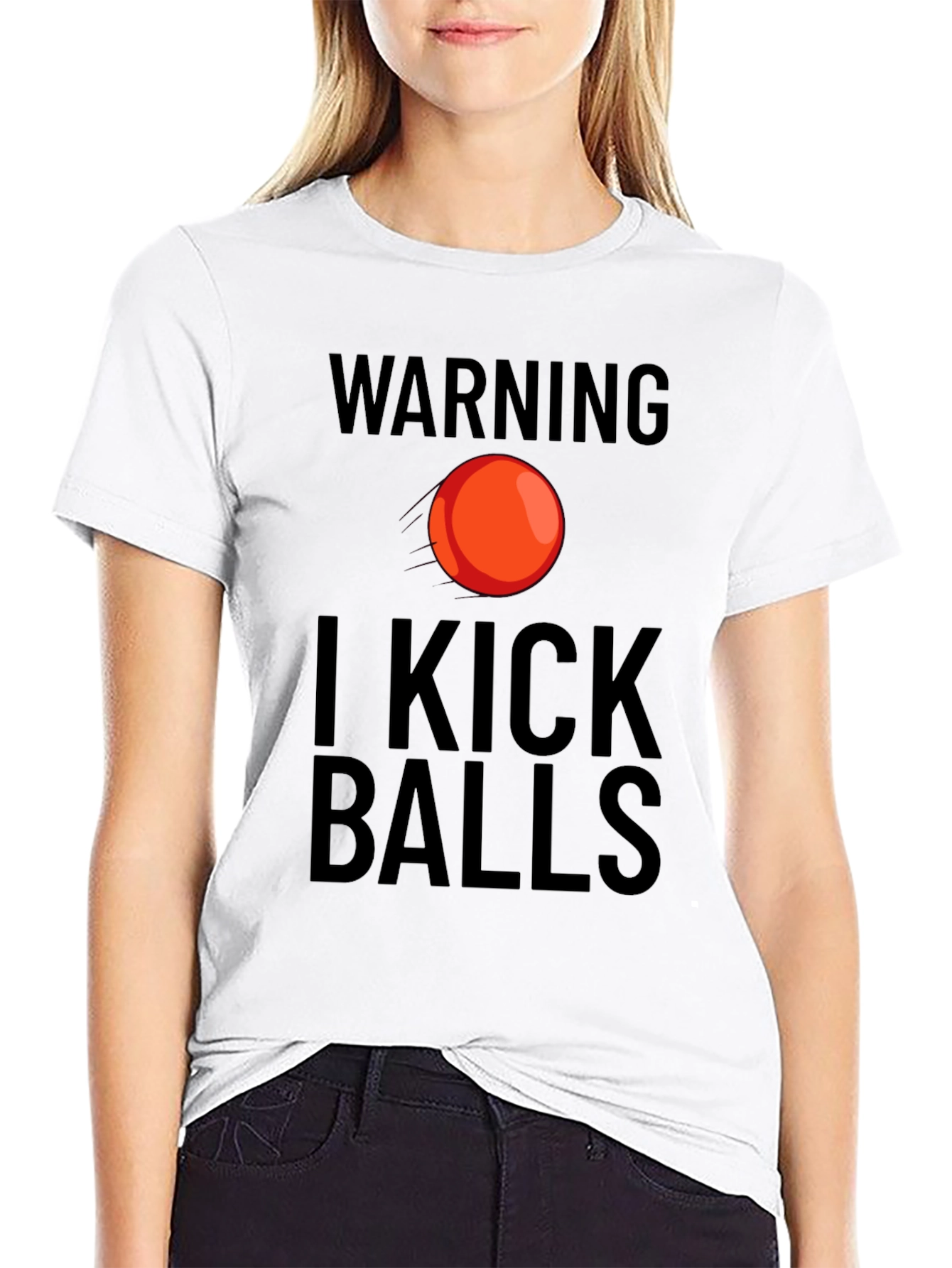 Warning I Kick Balls Graphic T-Shirt