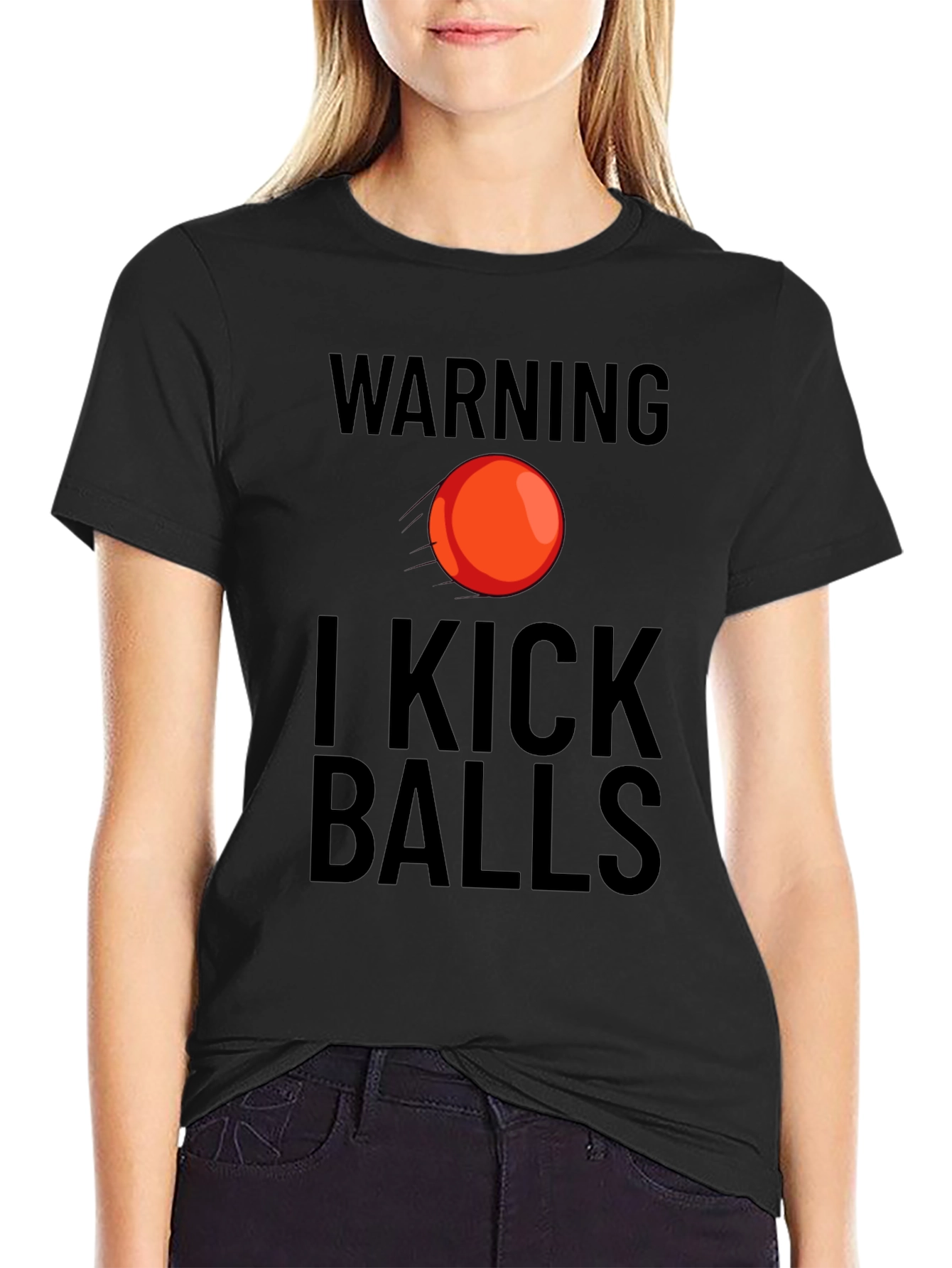Warning I Kick Balls Graphic T-Shirt