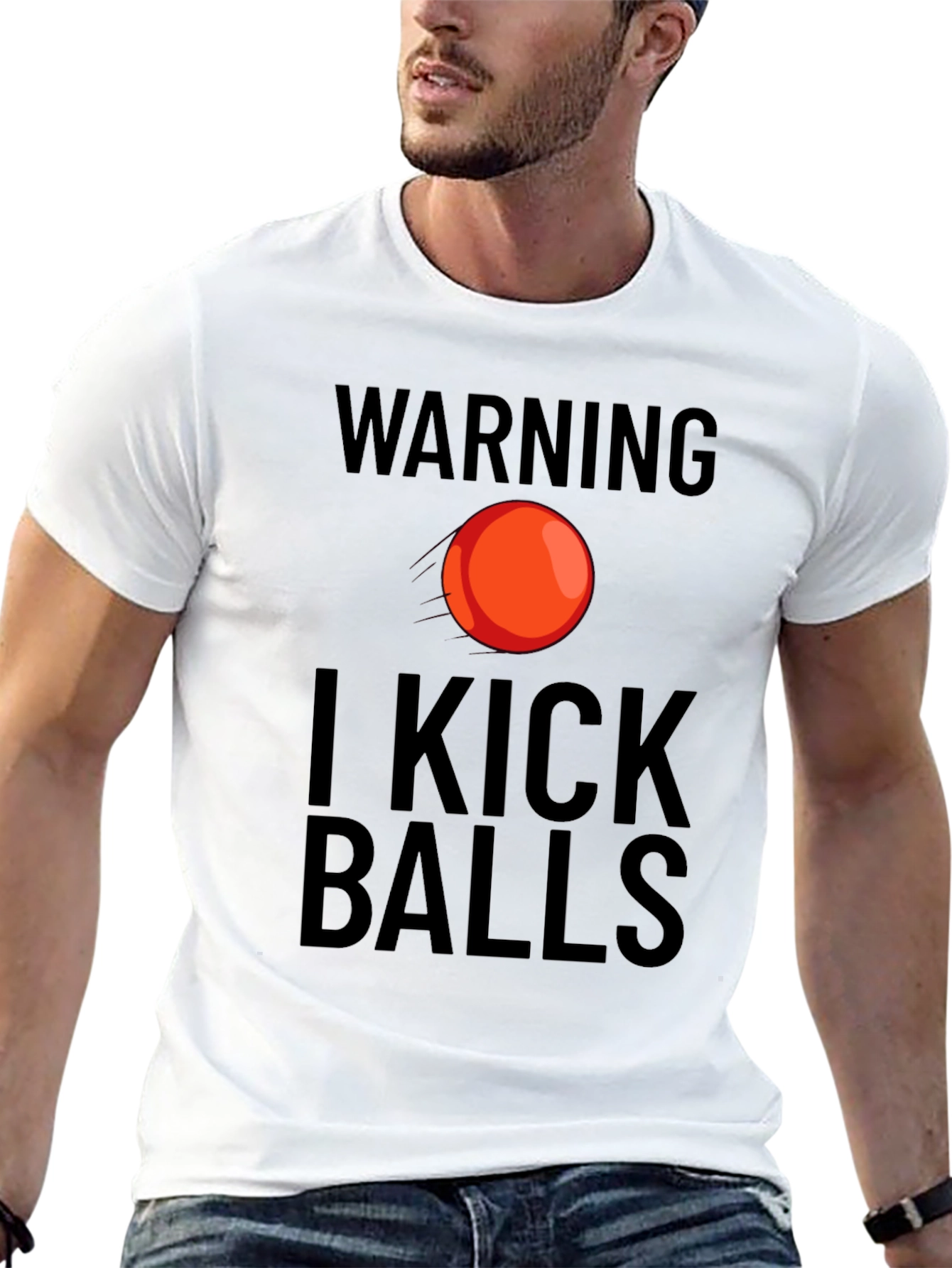 Warning I Kick Balls Graphic T-Shirt