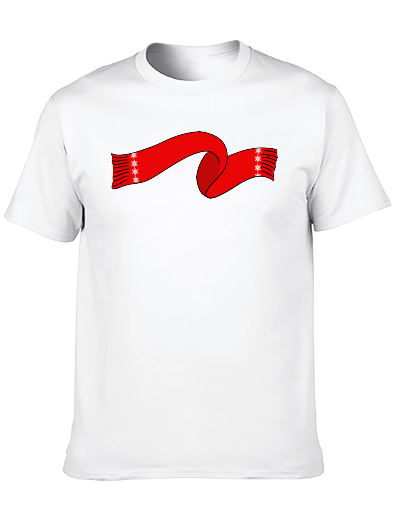 Festive Red Scarf Graphic Tee - Holiday Style