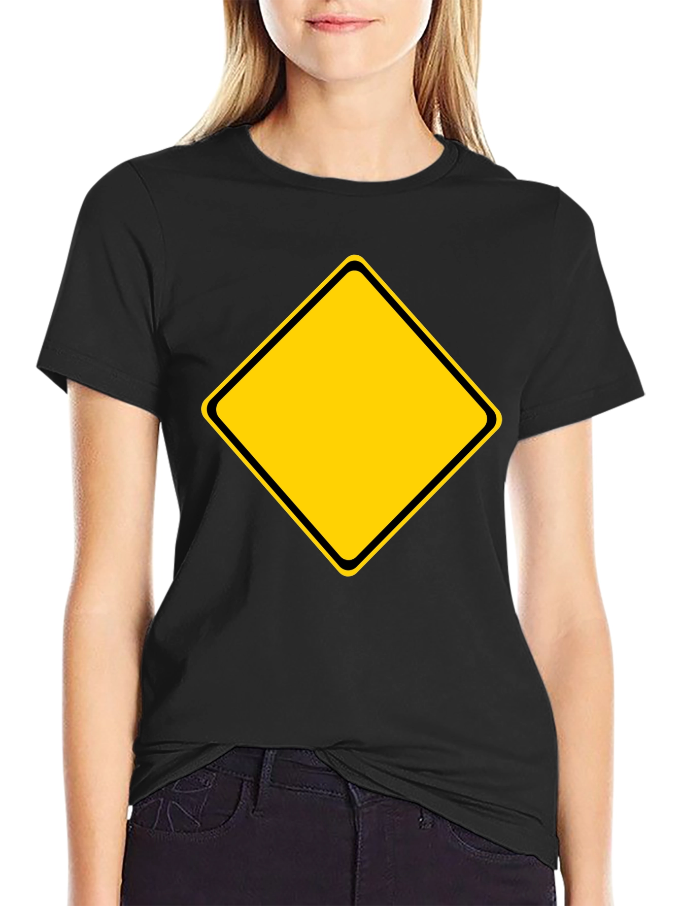 Caution Sign Graphic Tee - Black
