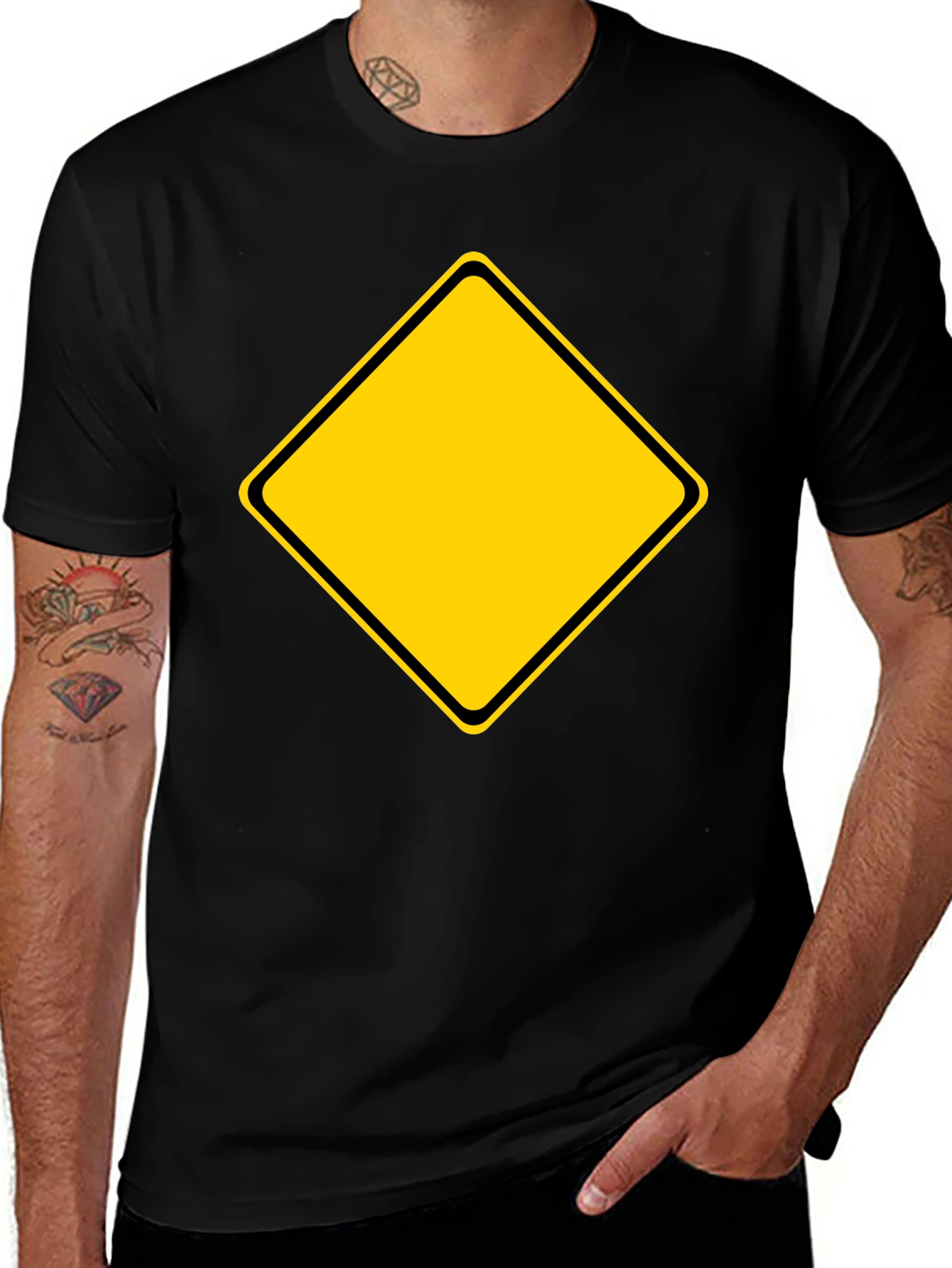 Caution Sign Graphic Tee - Black