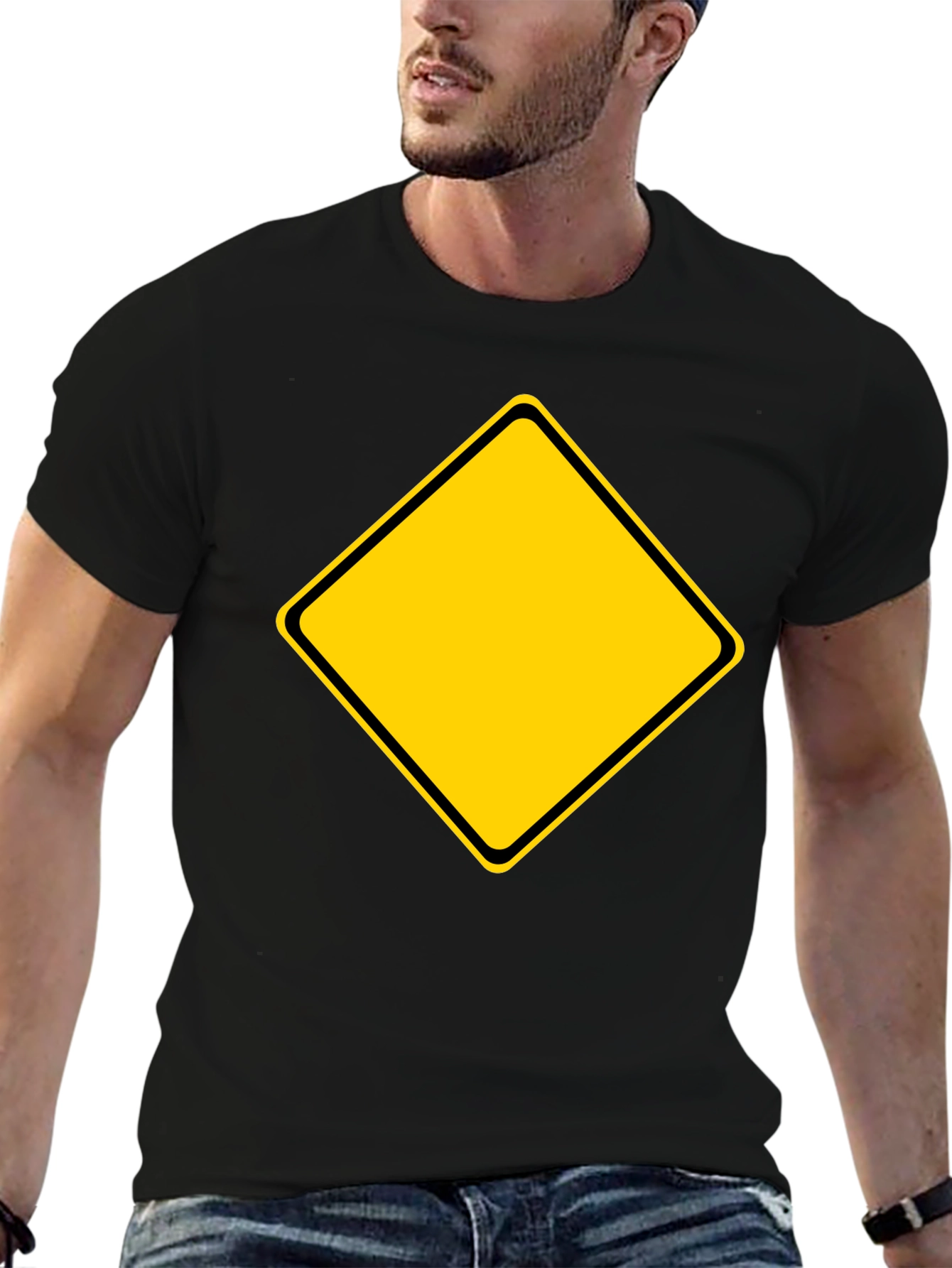 Caution Sign Graphic Tee - Black