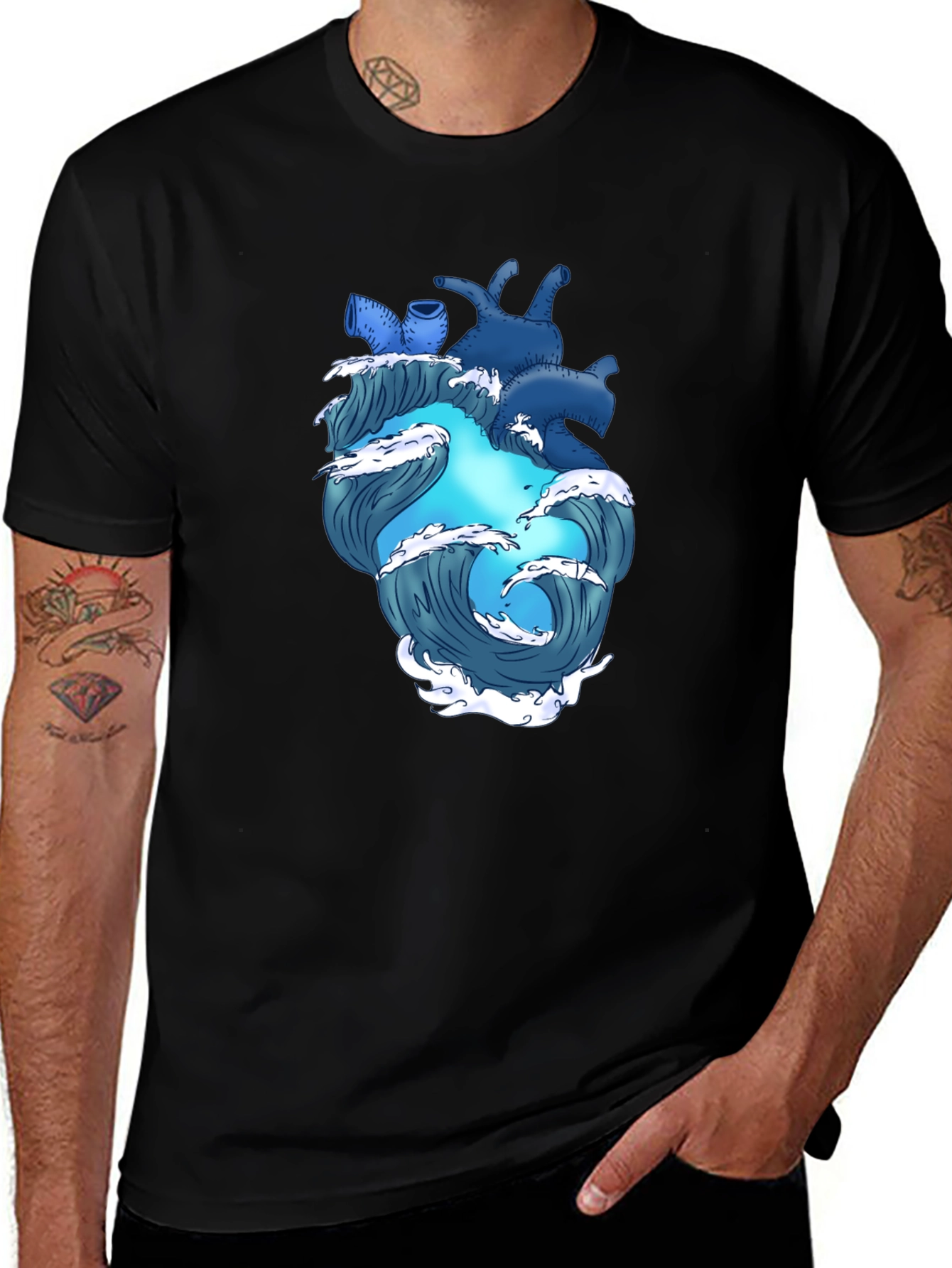 Ocean Heart Graphic Tee - Black