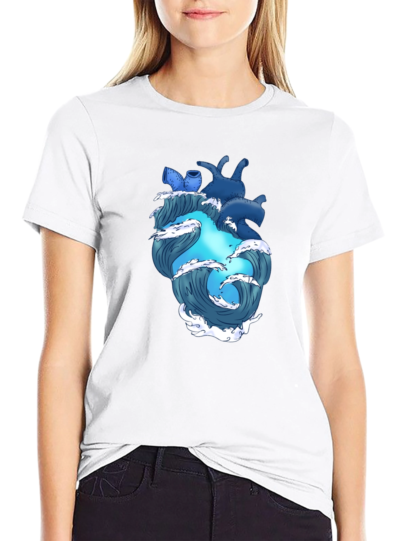 Ocean Heart Graphic Tee - Black