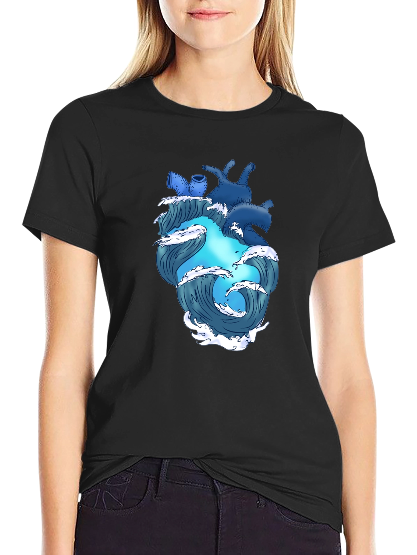 Ocean Heart Graphic Tee - Black