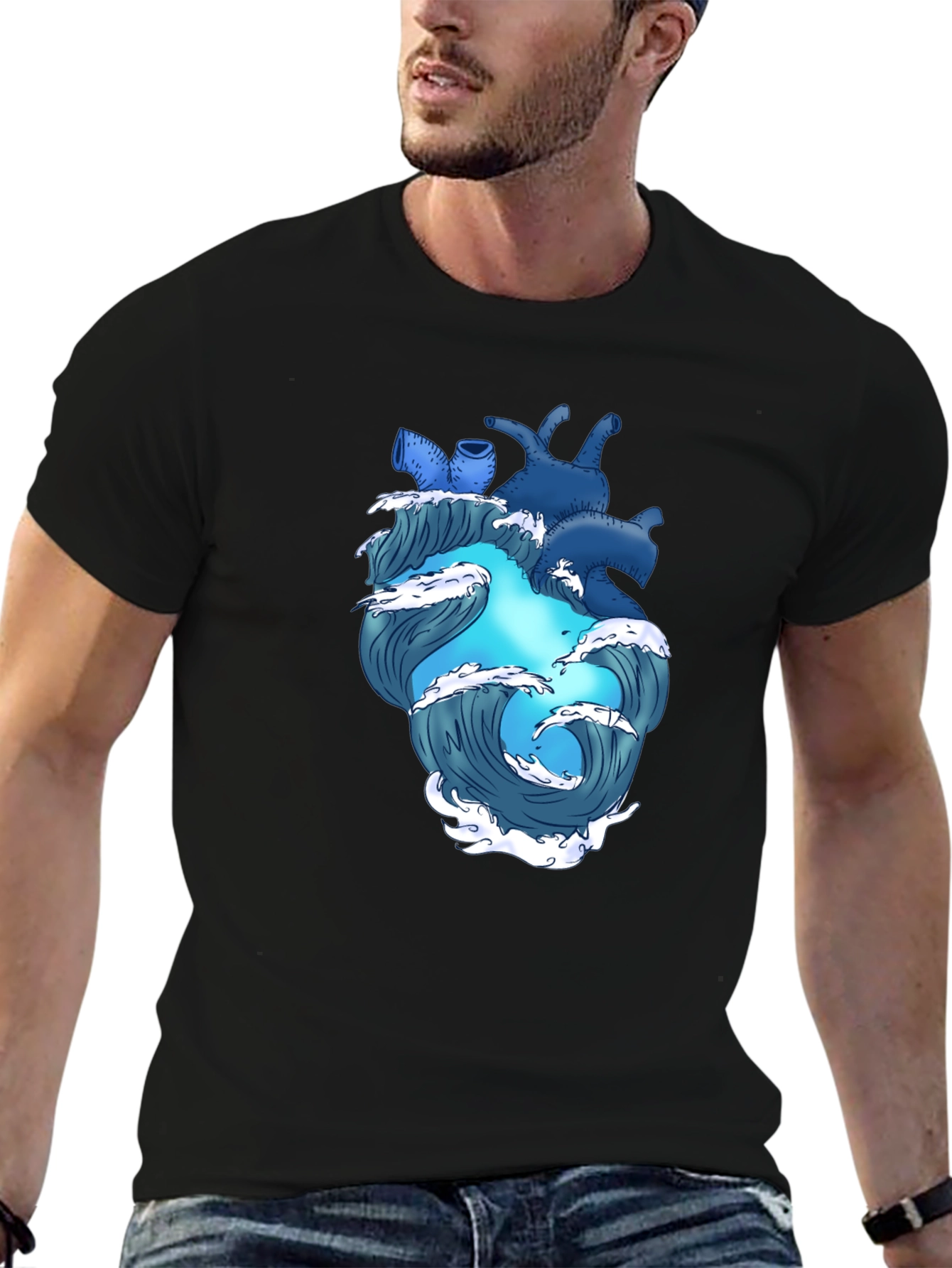 Ocean Heart Graphic Tee - Black