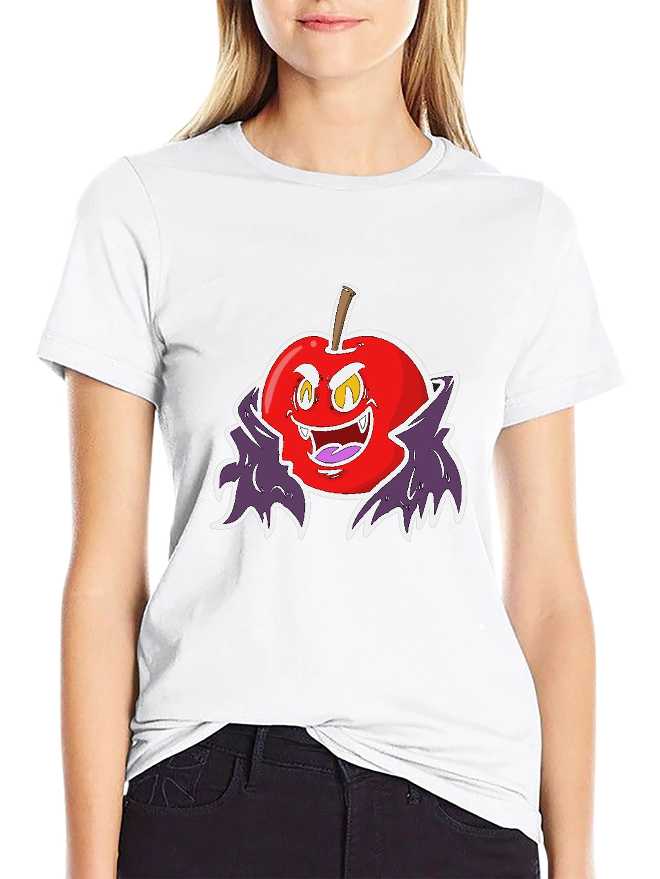 Evil Vampire Apple Black T-Shirt