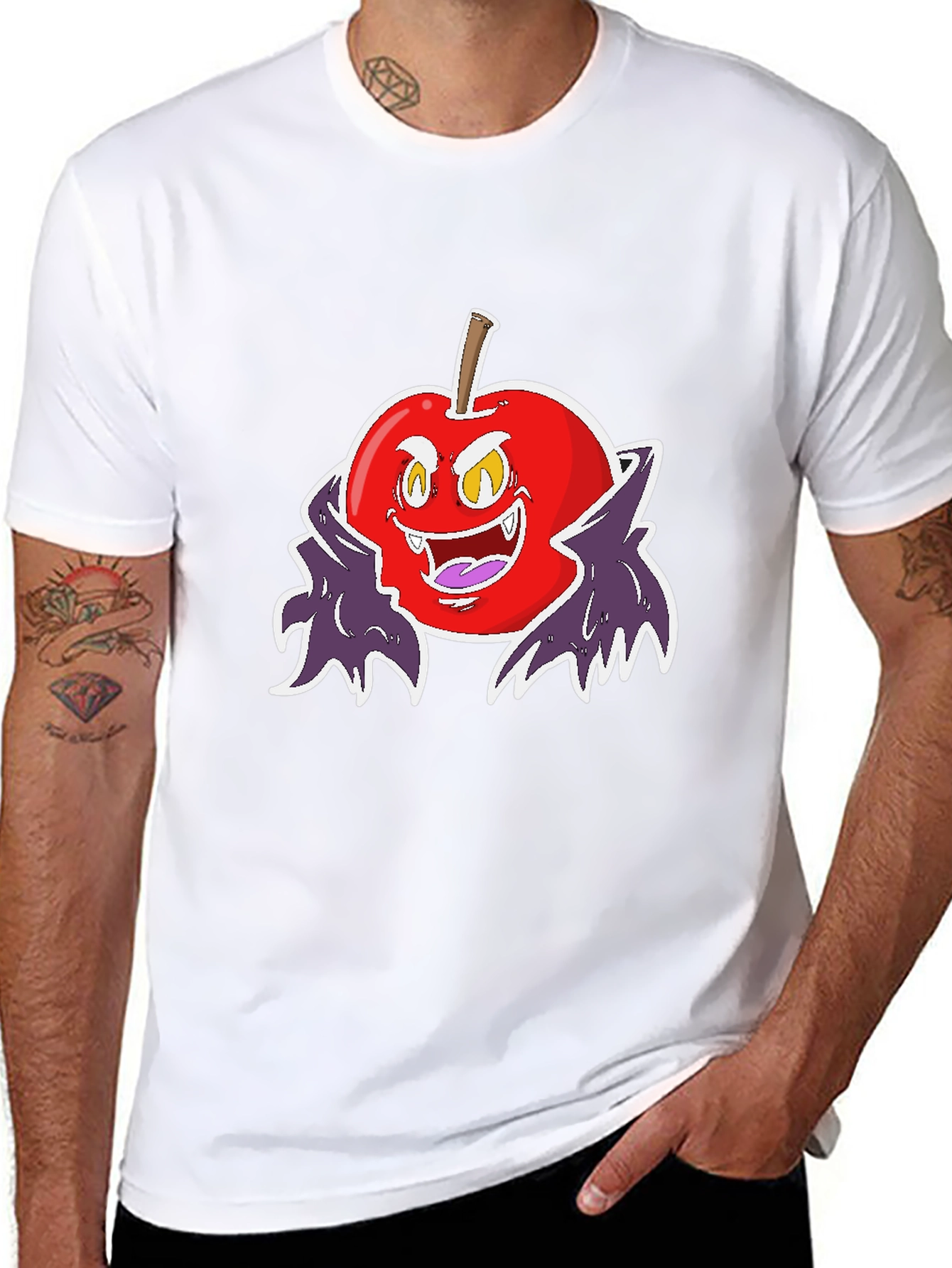 Evil Vampire Apple Black T-Shirt