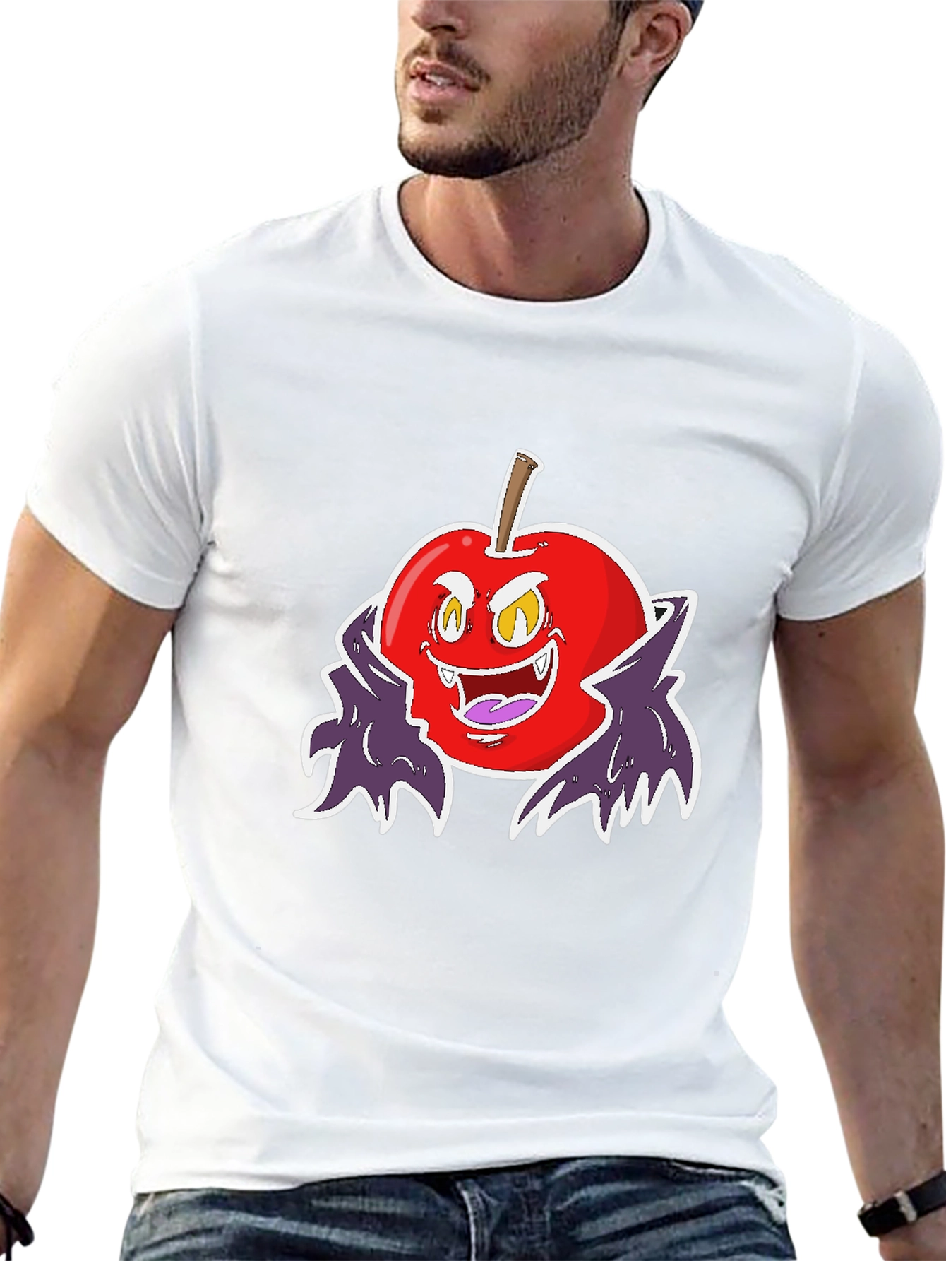 Evil Vampire Apple Black T-Shirt