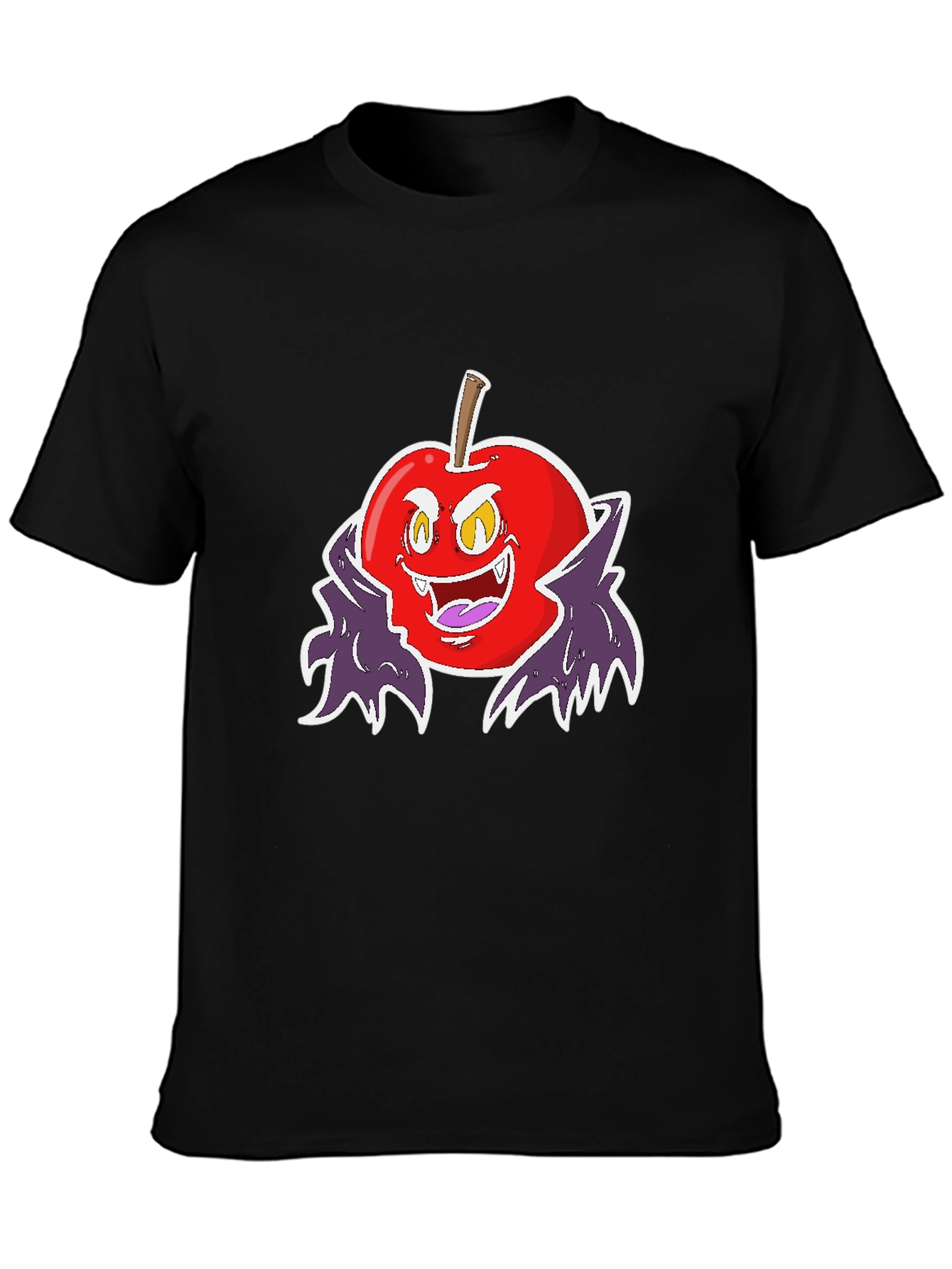 Evil Vampire Apple Black T-Shirt