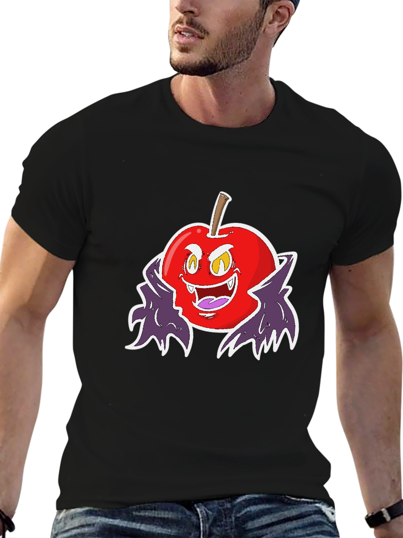 Evil Vampire Apple Black T-Shirt