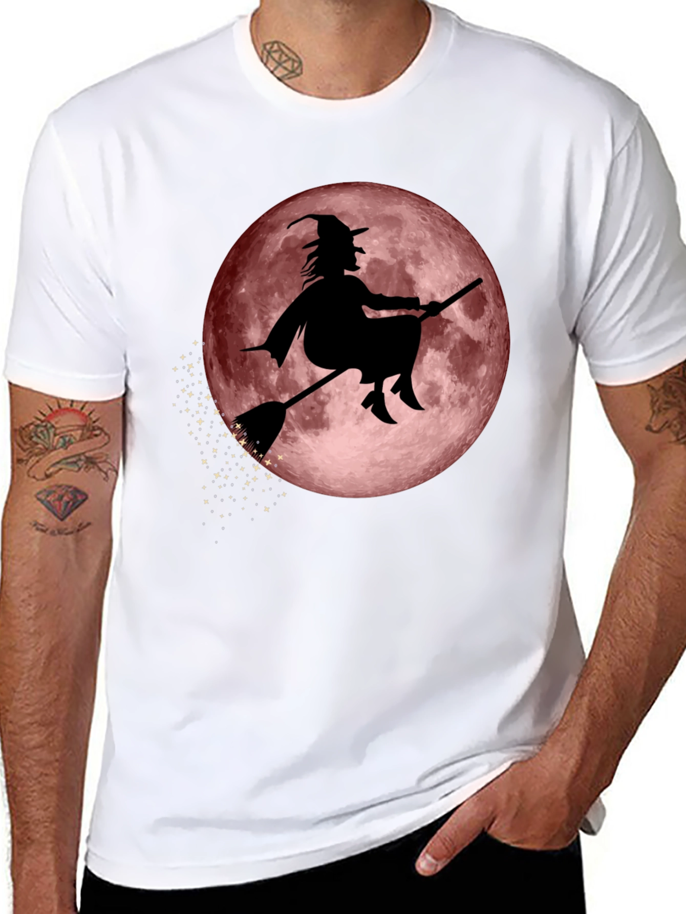 Witch on Moon Graphic Tee - Halloween T-Shirt