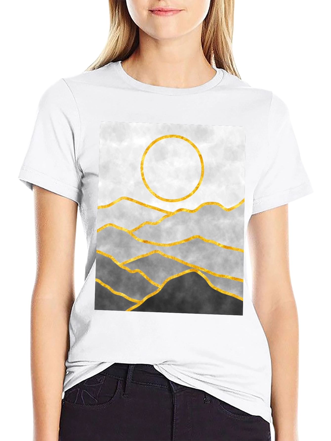 Abstract Mountain & Sun Graphic Tee