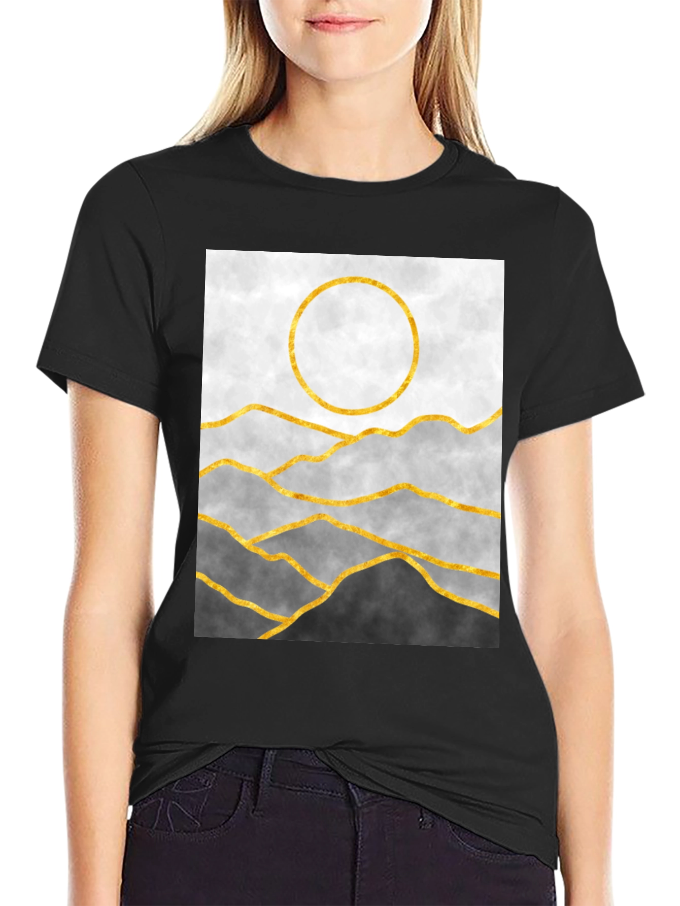 Abstract Mountain & Sun Graphic Tee