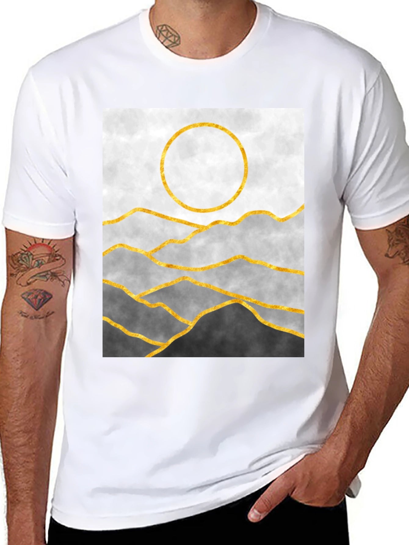 Abstract Mountain & Sun Graphic Tee