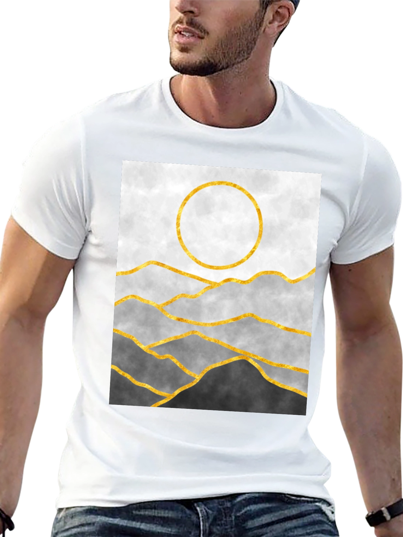 Abstract Mountain & Sun Graphic Tee