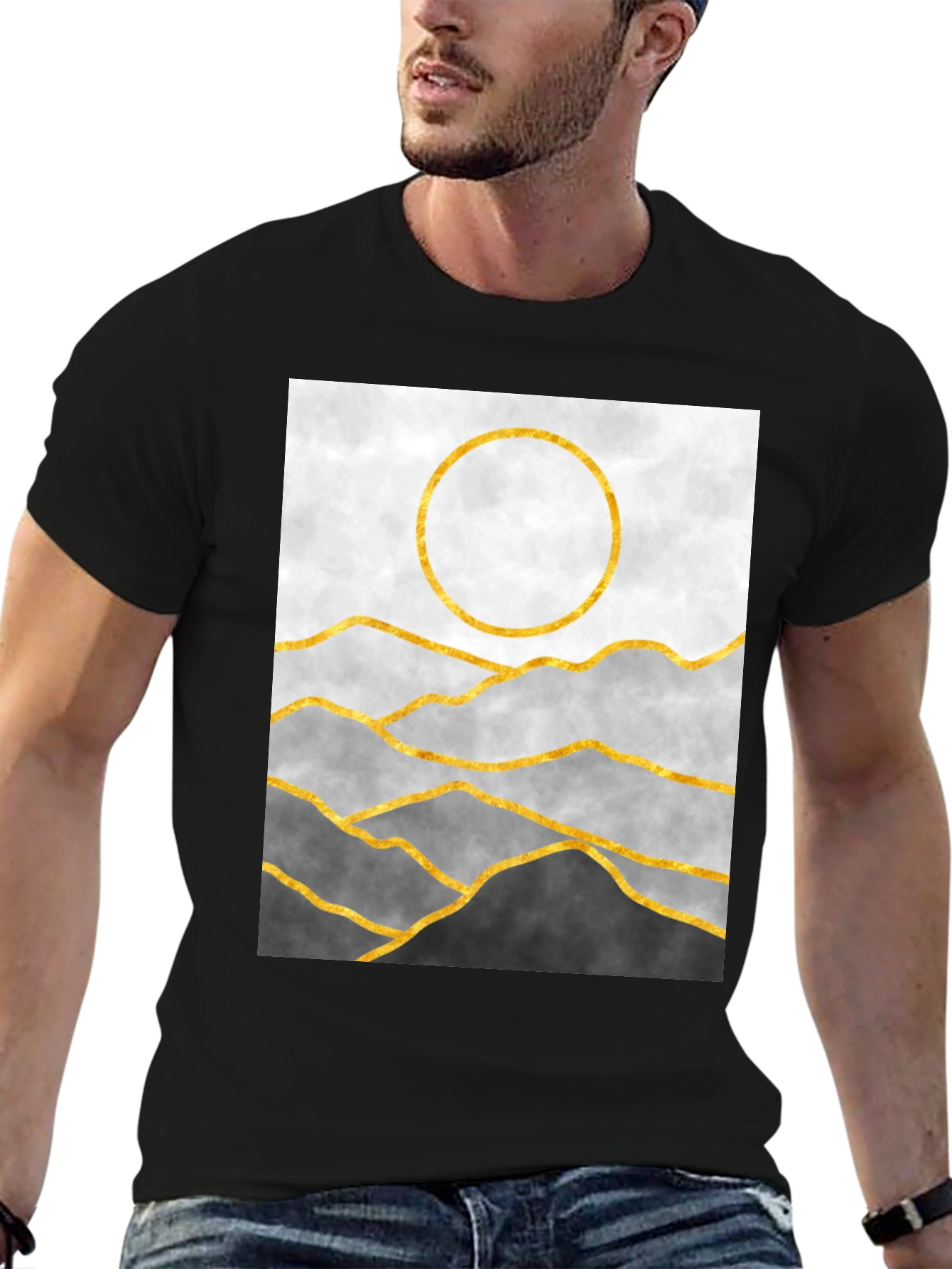 Abstract Mountain & Sun Graphic Tee
