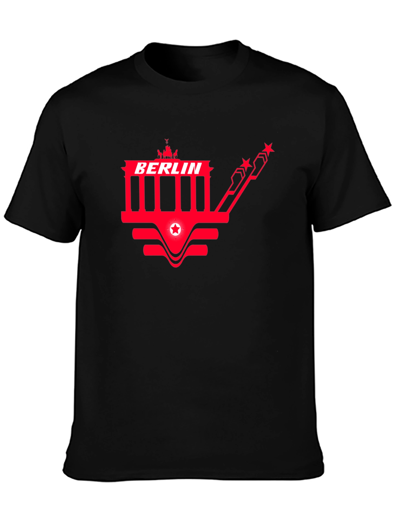 Berlin Red Graphic Print Black T-Shirt