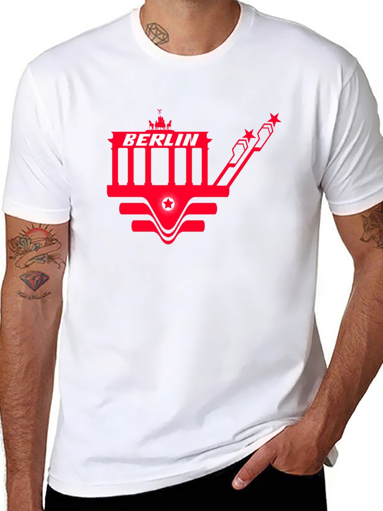 Berlin Red Graphic Print Black T-Shirt