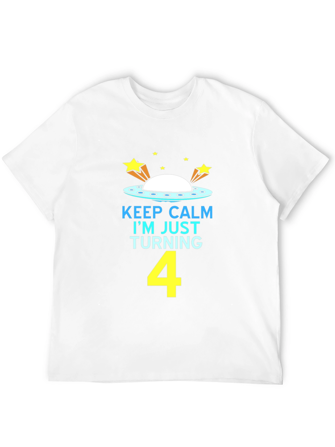 Keep Calm Im Turning 4 UFO Kids Birthday T-Shirt