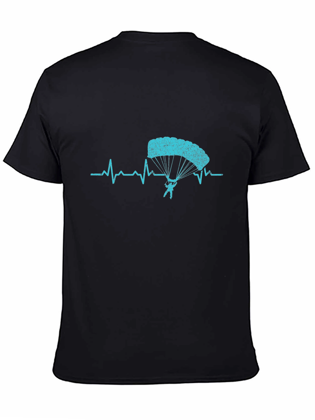 Skydiving Heartbeat T-Shirt - Black Graphic Tee
