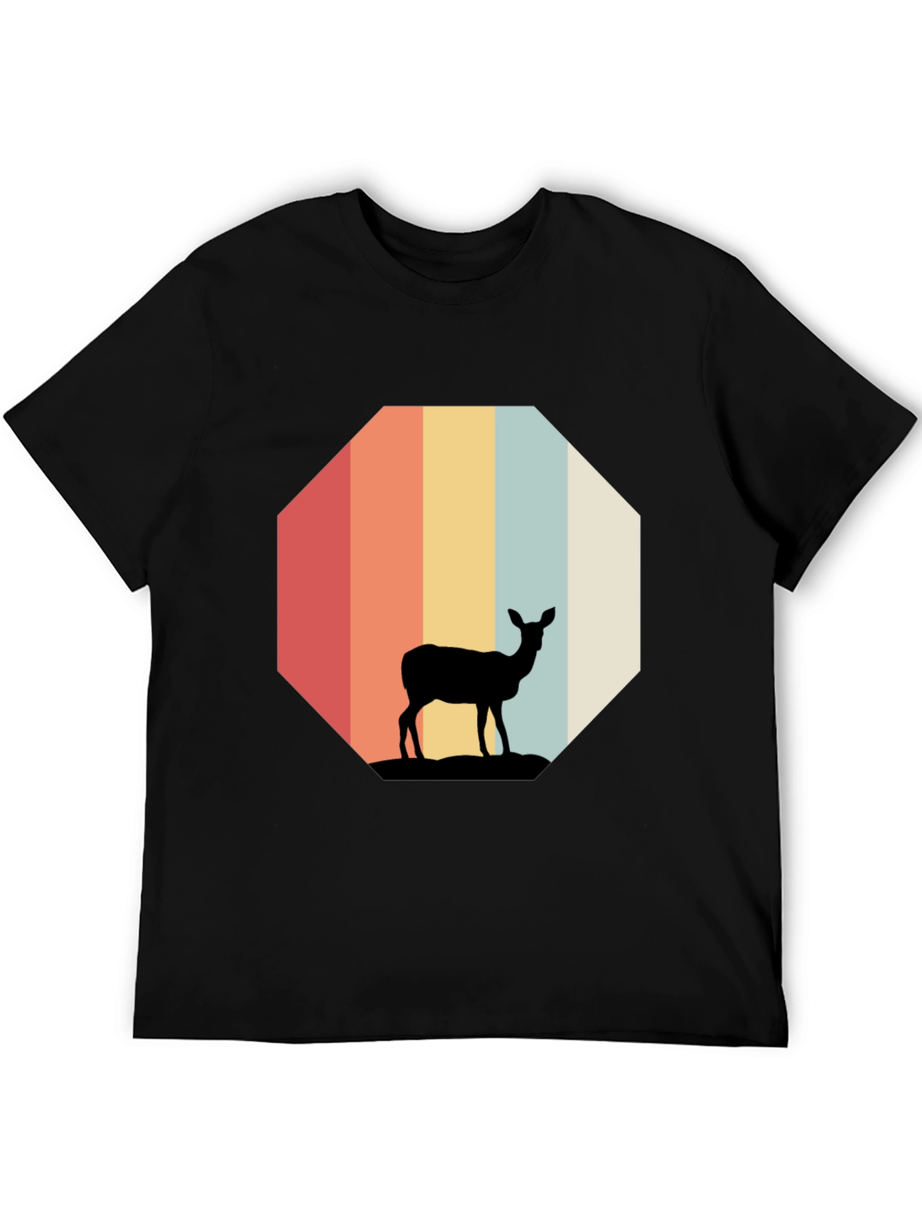 Retro Deer Silhouette Mens Graphic Tee