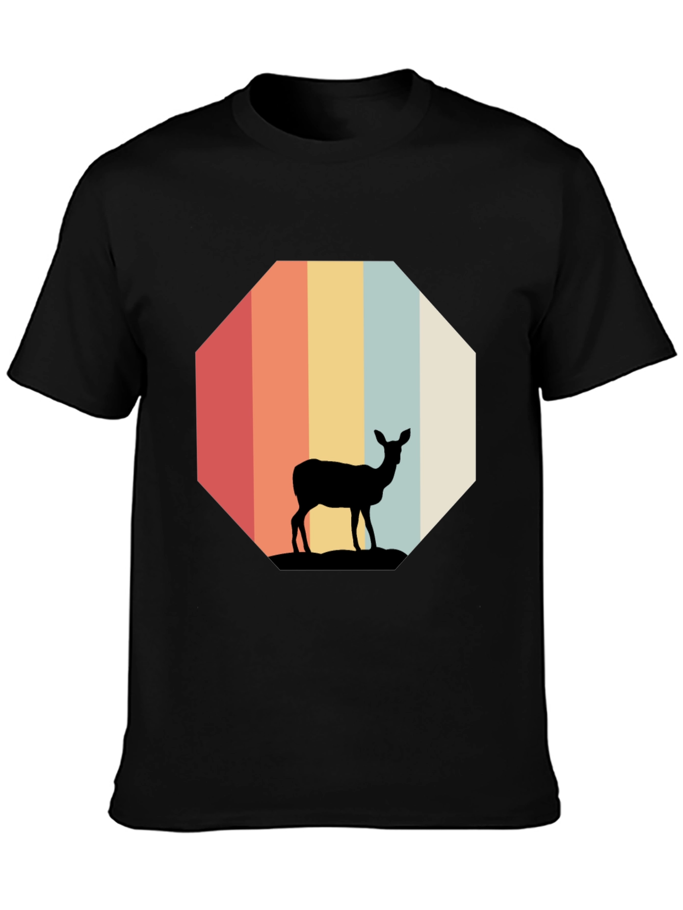 Retro Deer Silhouette Mens Graphic Tee