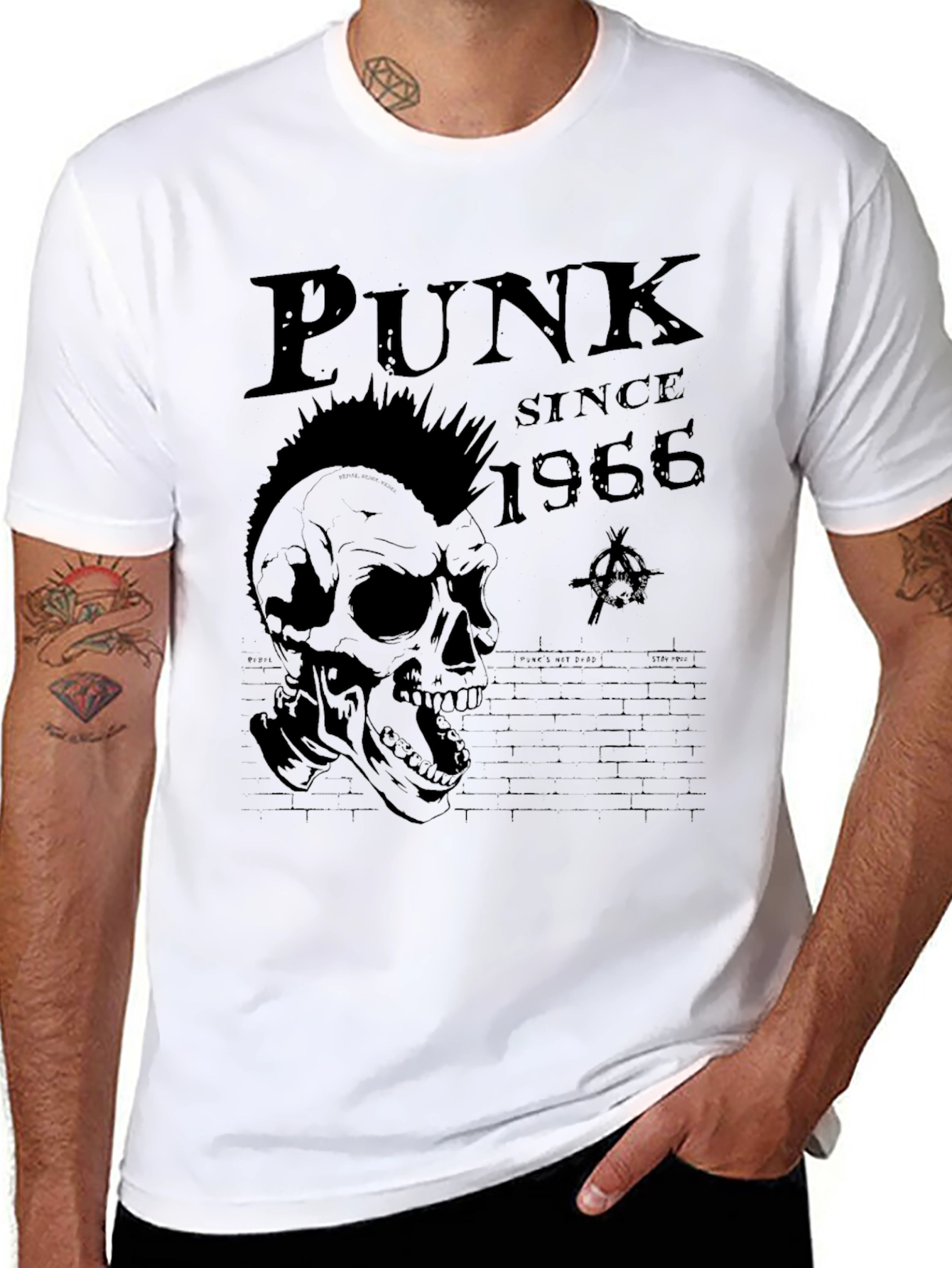 Punk Since 1966 Skull Graphic Tee - Black