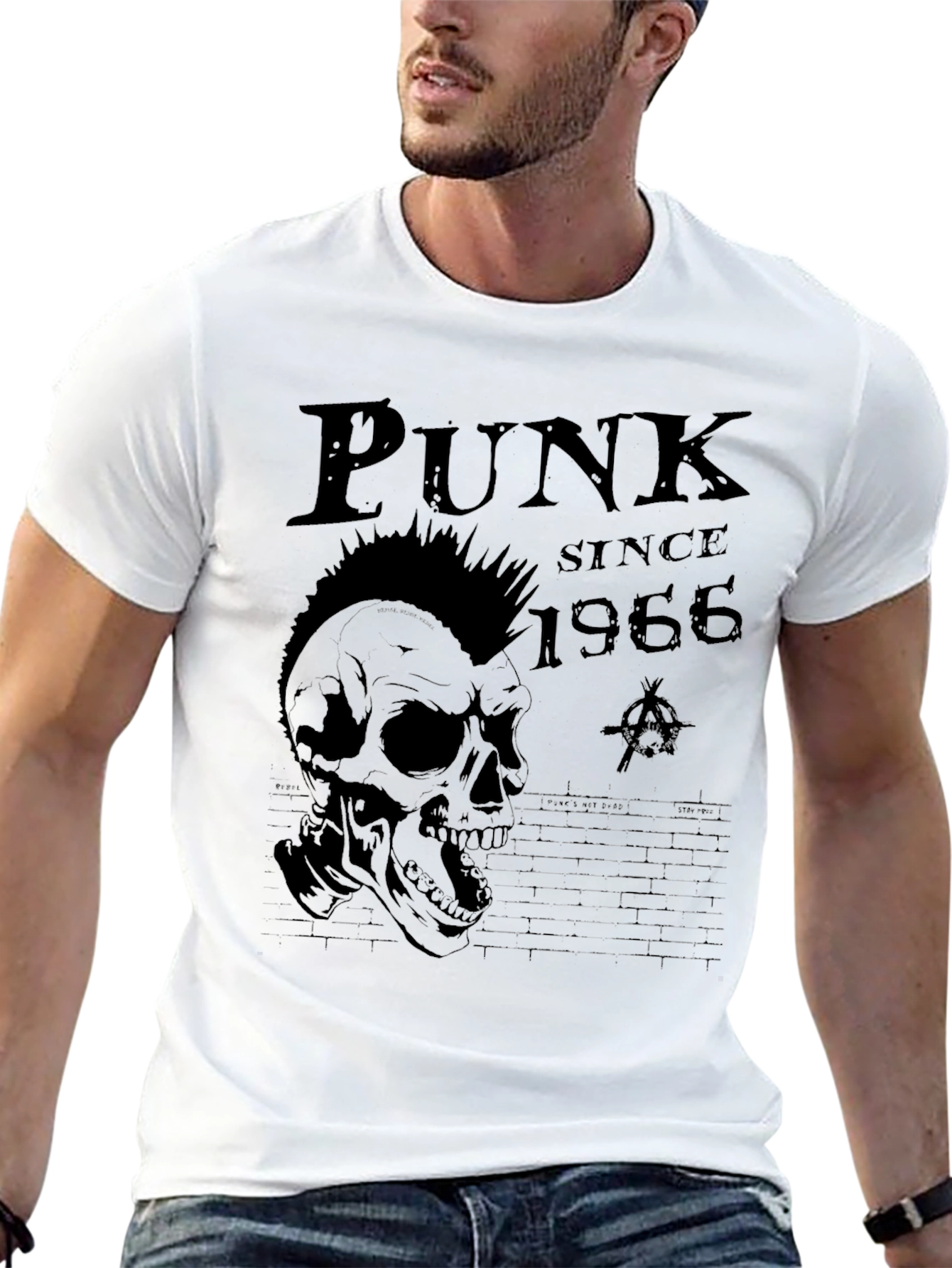 Punk Since 1966 Skull Graphic Tee - Black