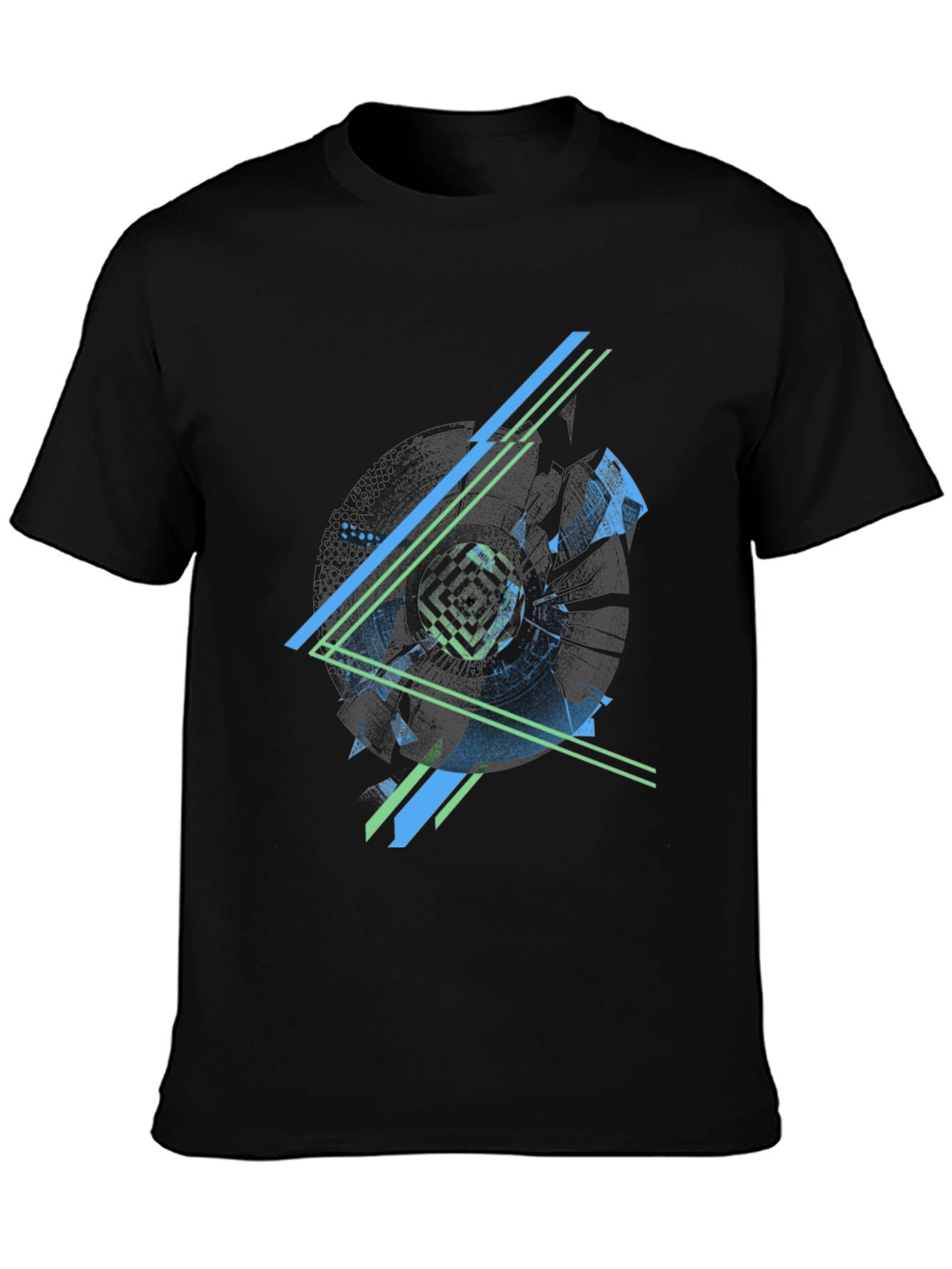 Abstract Geometric Graphic Print Mens Black T-Shirt