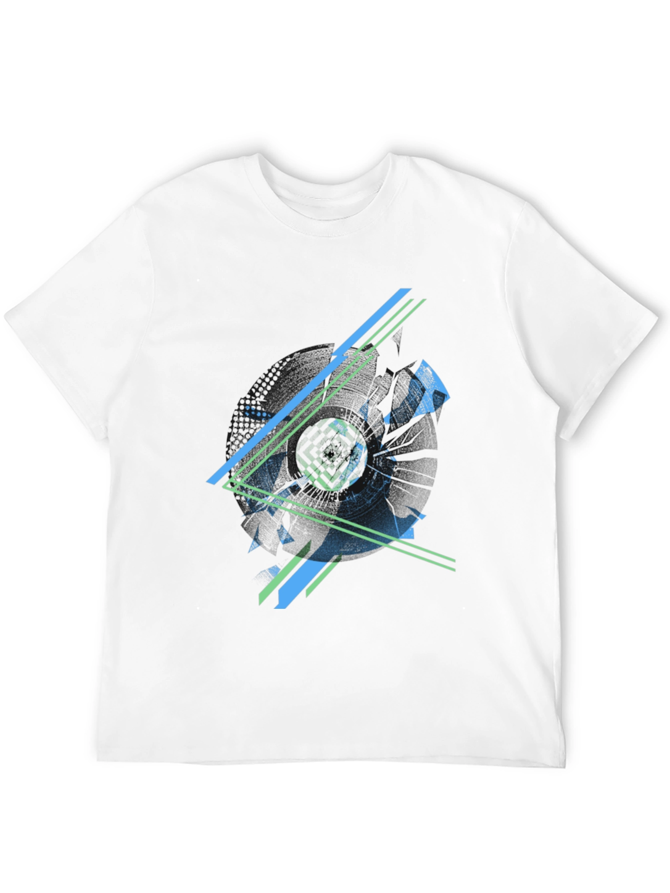 Abstract Geometric Graphic Print Mens Black T-Shirt
