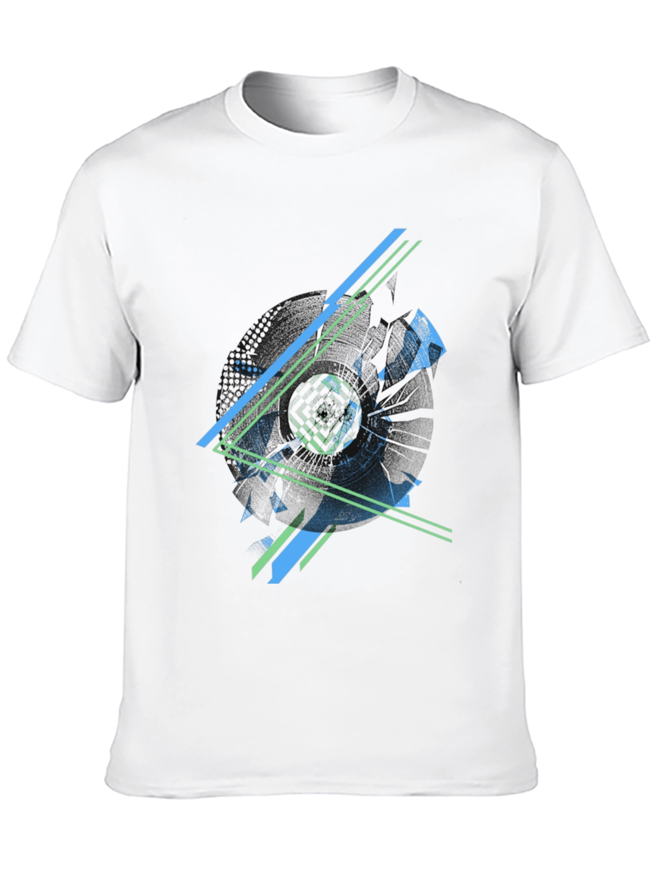 Abstract Geometric Graphic Print Mens Black T-Shirt