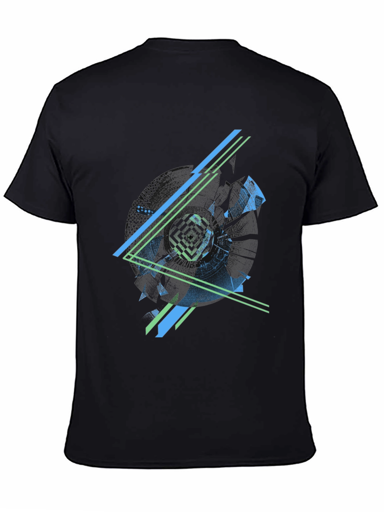 Abstract Geometric Graphic Print Mens Black T-Shirt