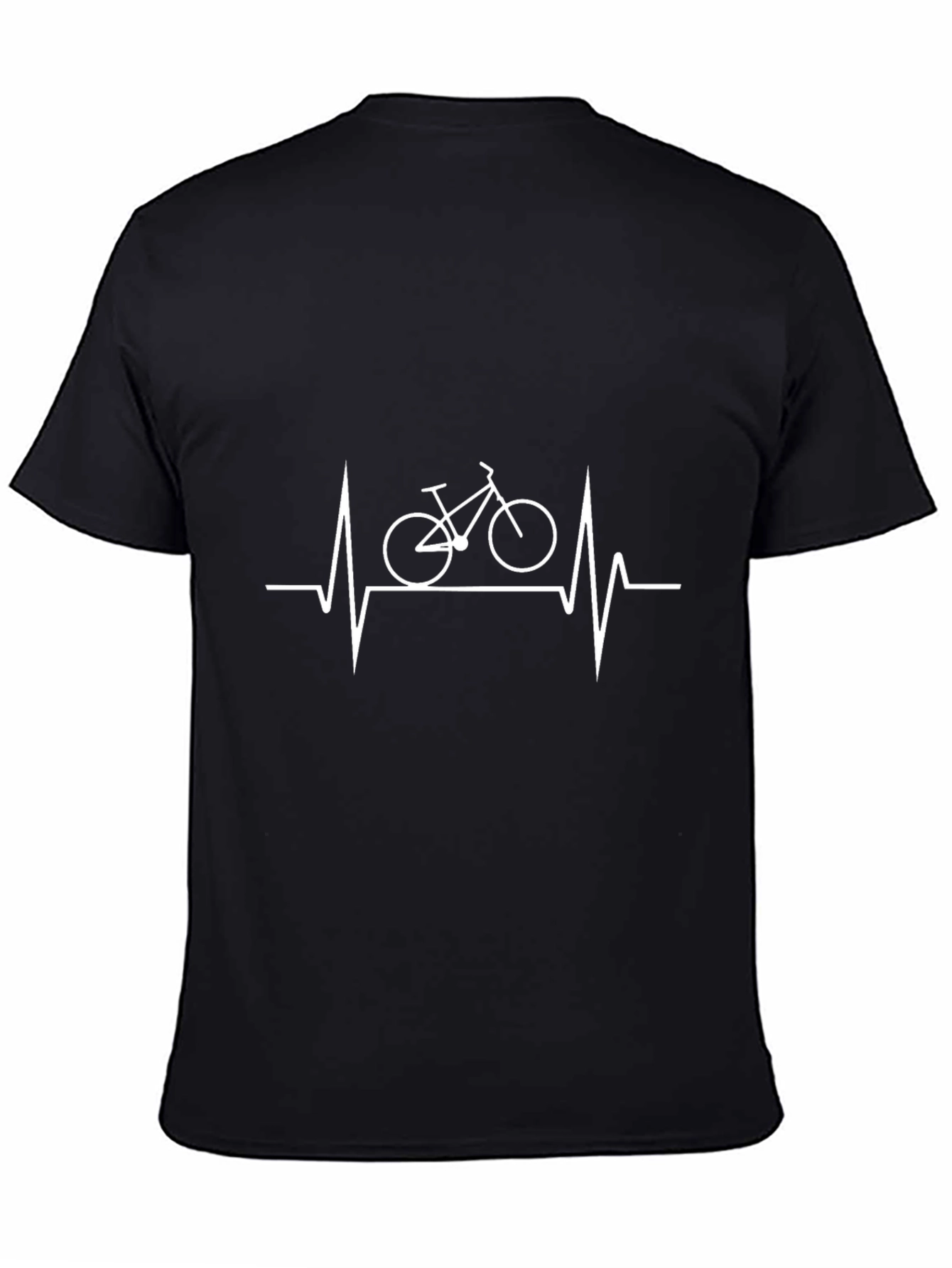 Bicycle Heartbeat Graphic Tee - Black Cotton Casual T-Shirt