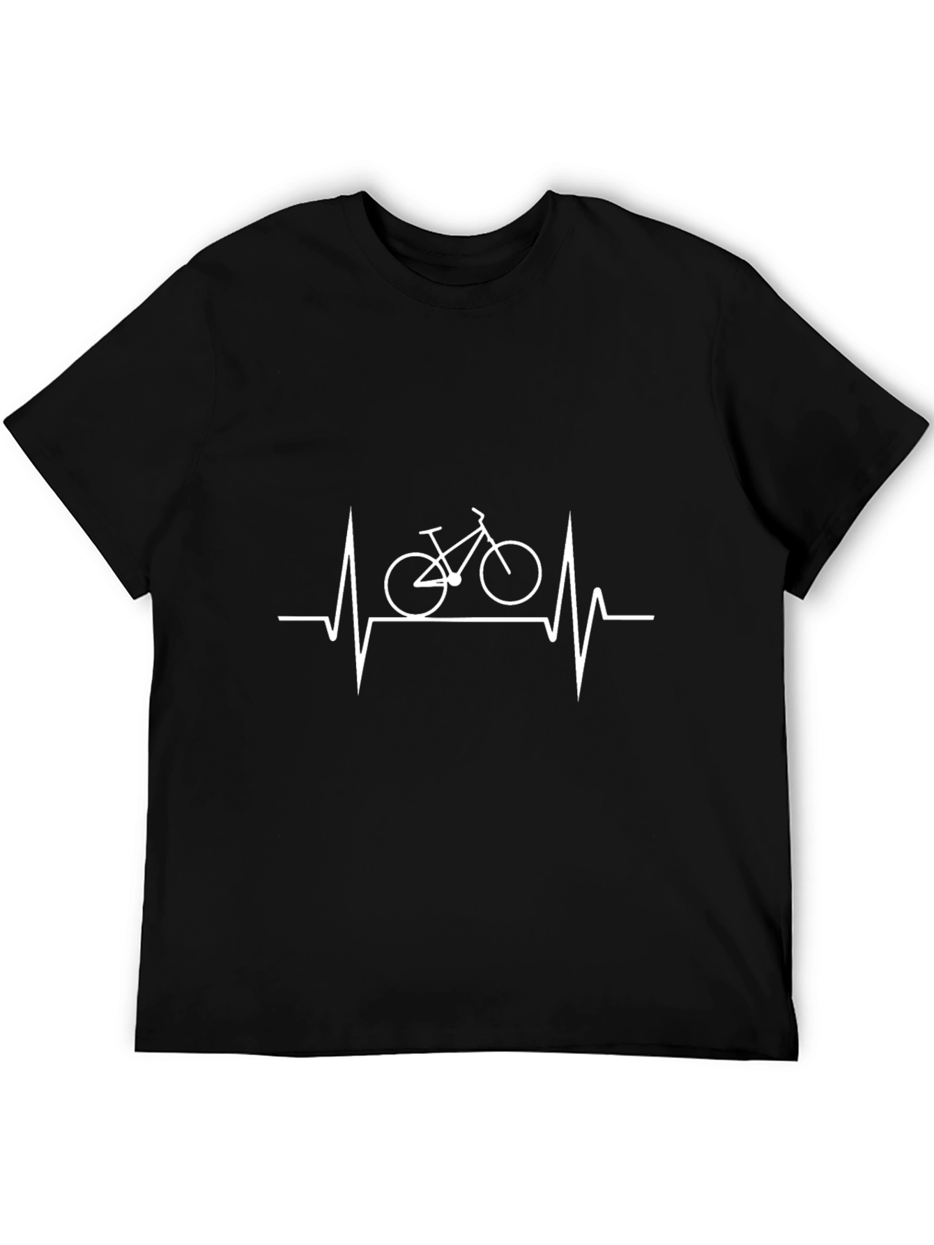 Bicycle Heartbeat Graphic Tee - Black Cotton Casual T-Shirt