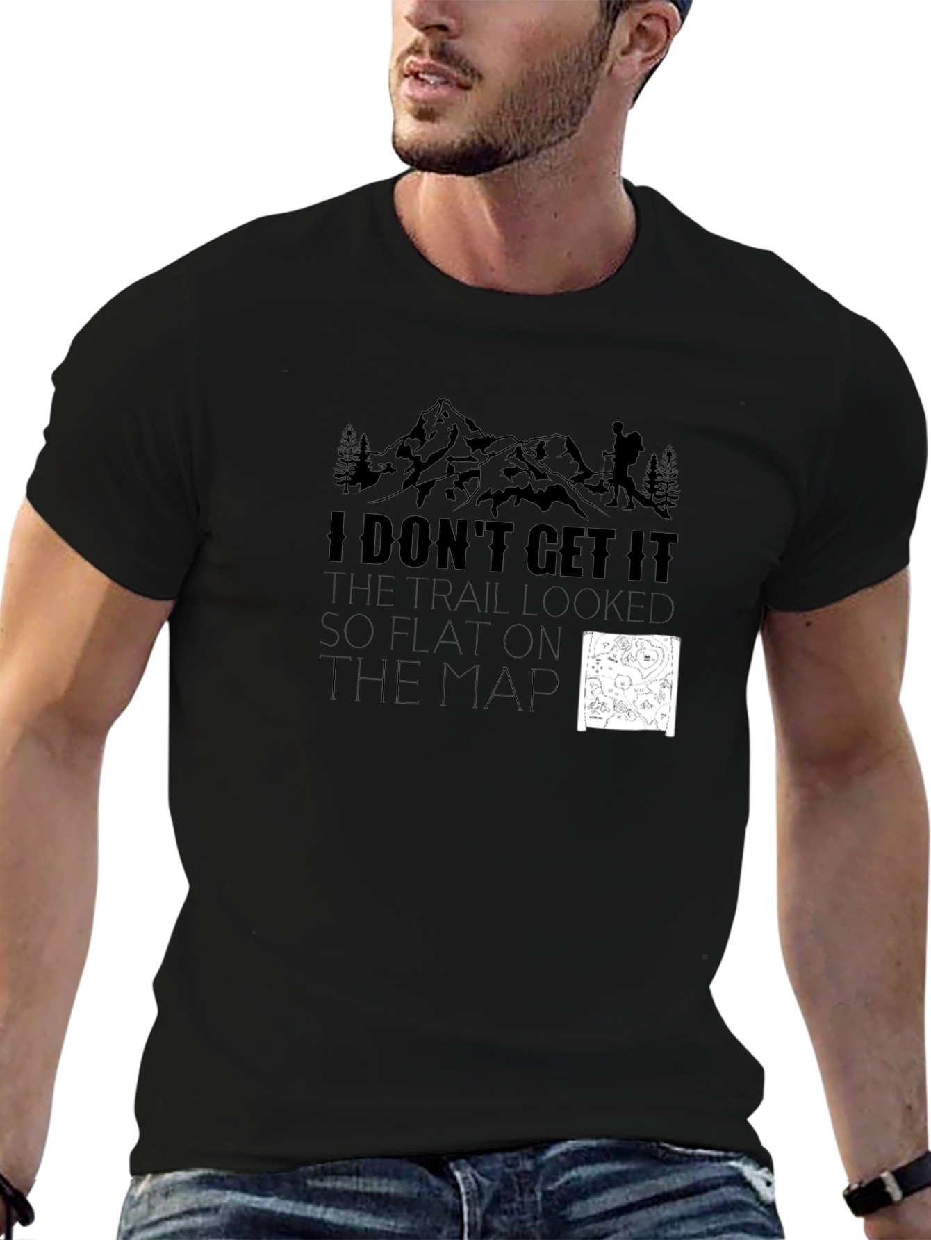 Funny Hiking T-Shirt: Flat on the Map