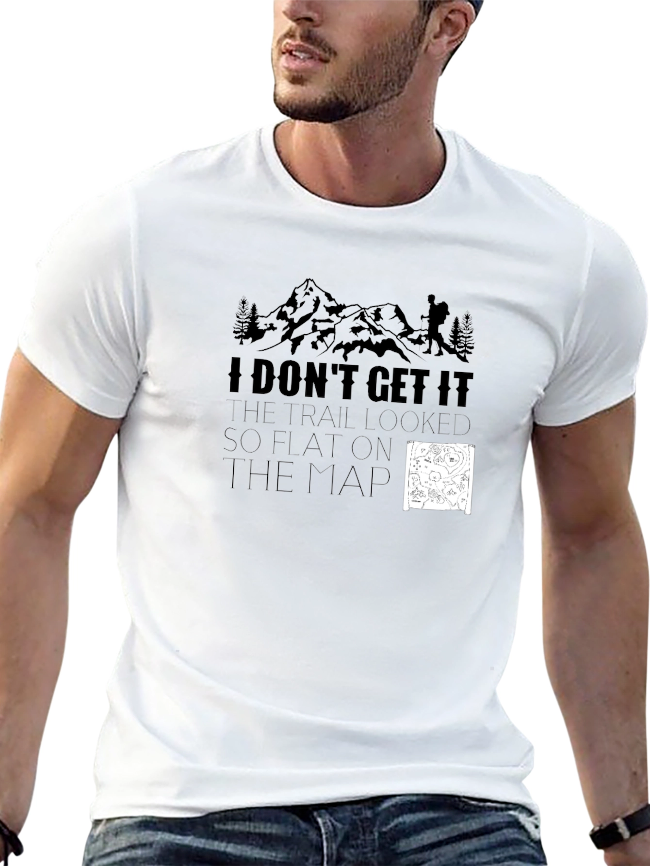Funny Hiking T-Shirt: Flat on the Map