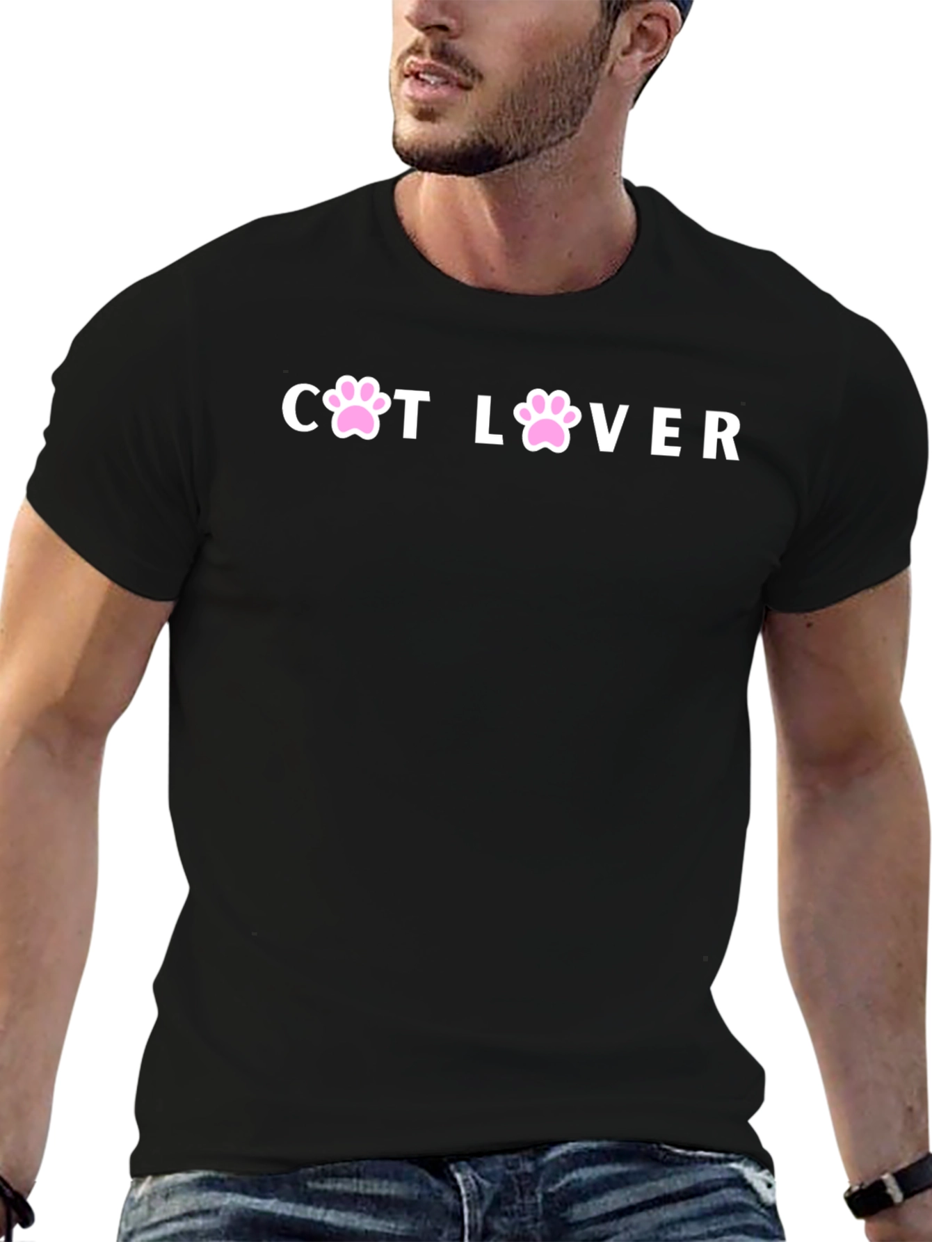 Cat Lover Paw Print T-Shirt - Unisex Black Tee