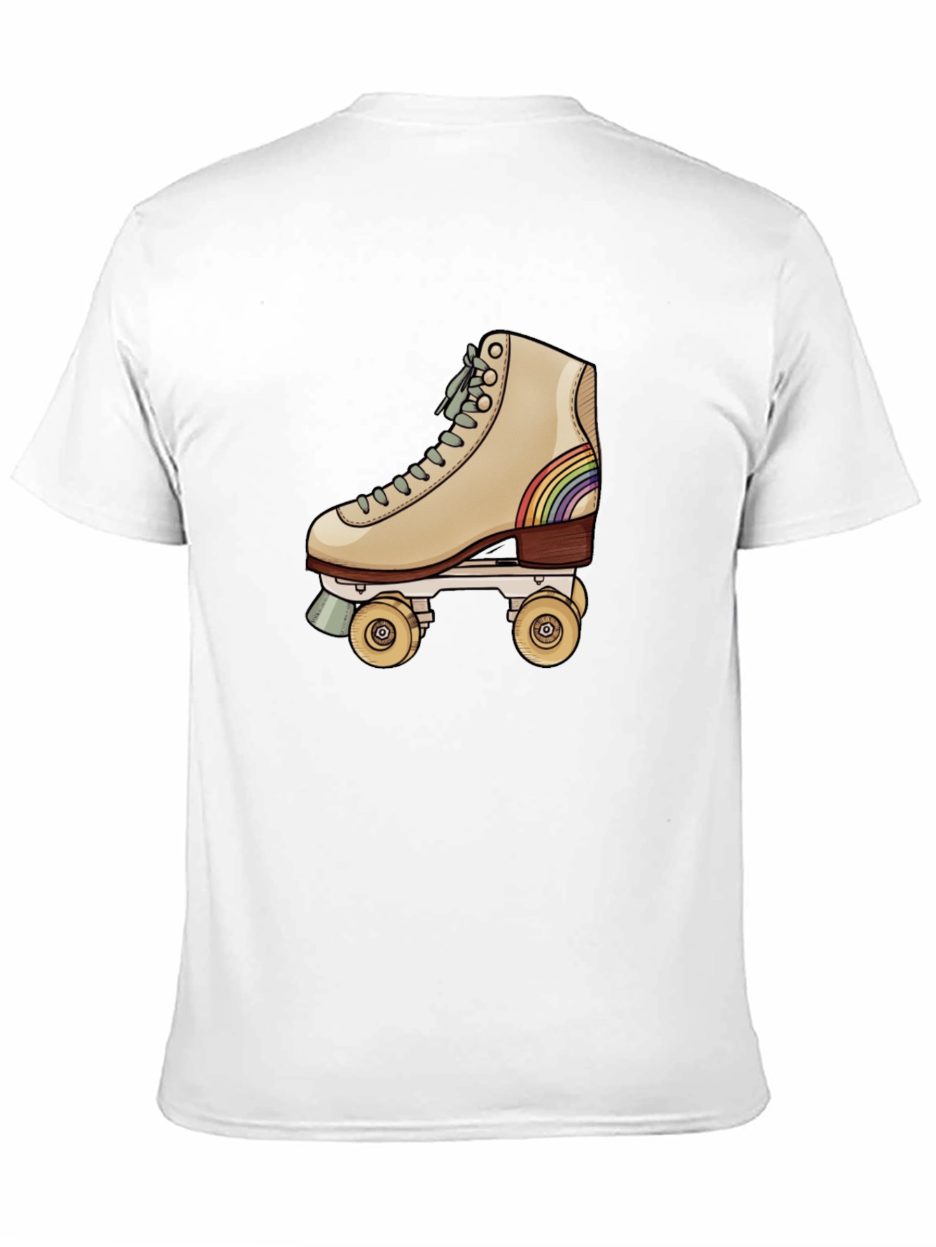Retro Roller Skate Graphic Tee - Black Cotton Blend