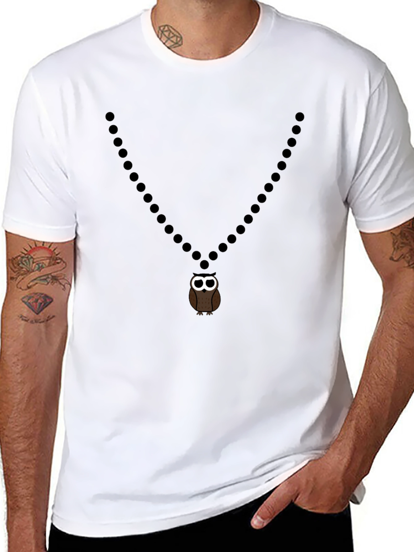 Mens Owl Pendant Graphic Tee