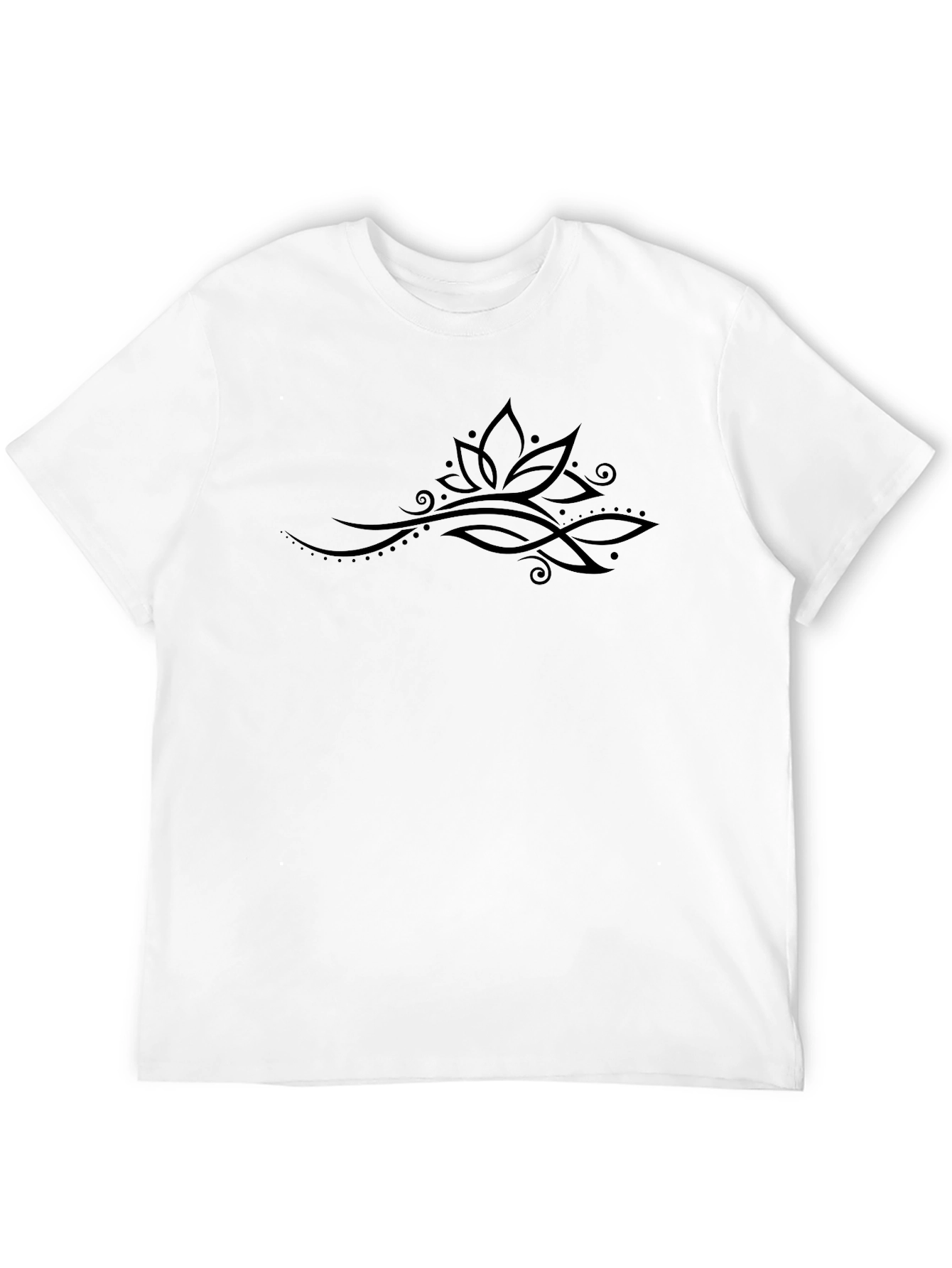 Elegant Lotus Graphic Black T-Shirt
