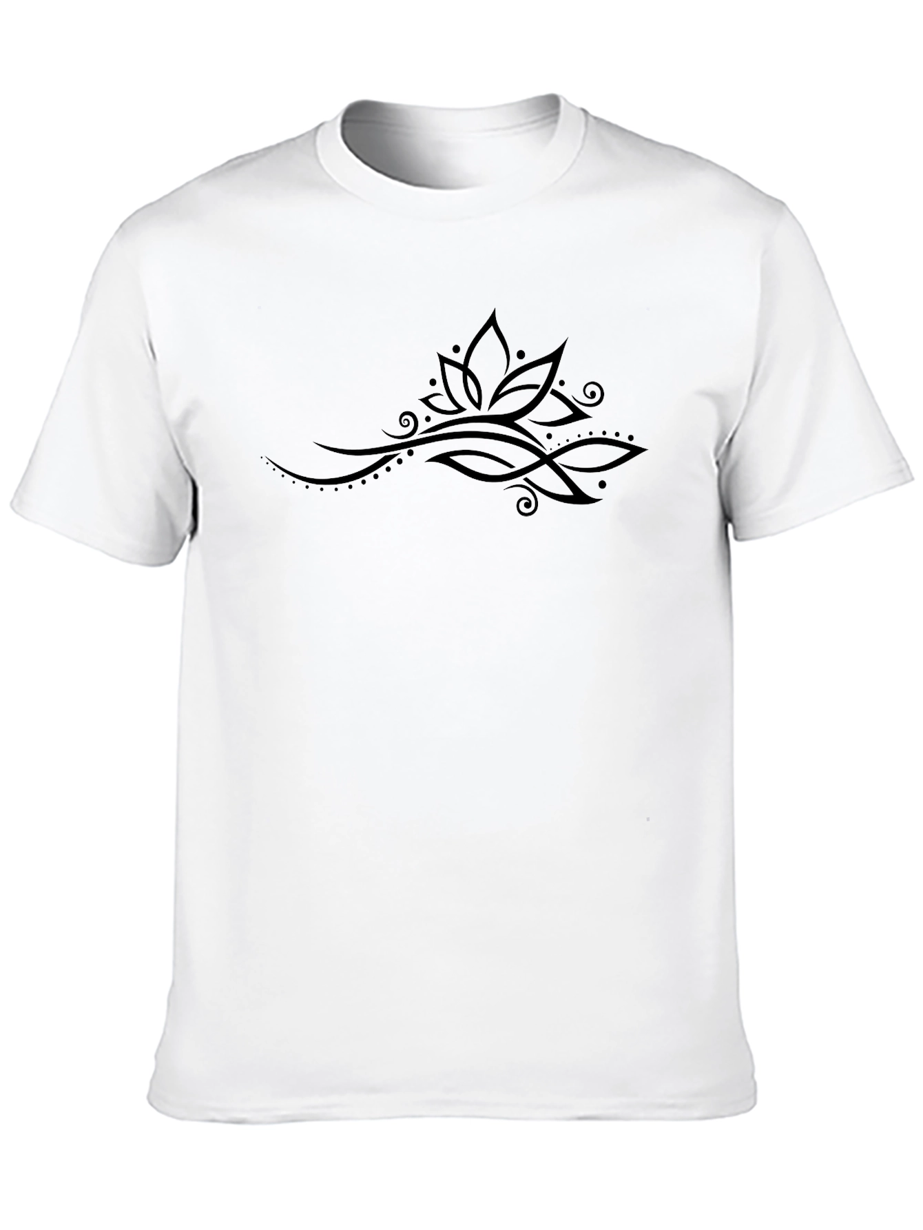Elegant Lotus Graphic Black T-Shirt
