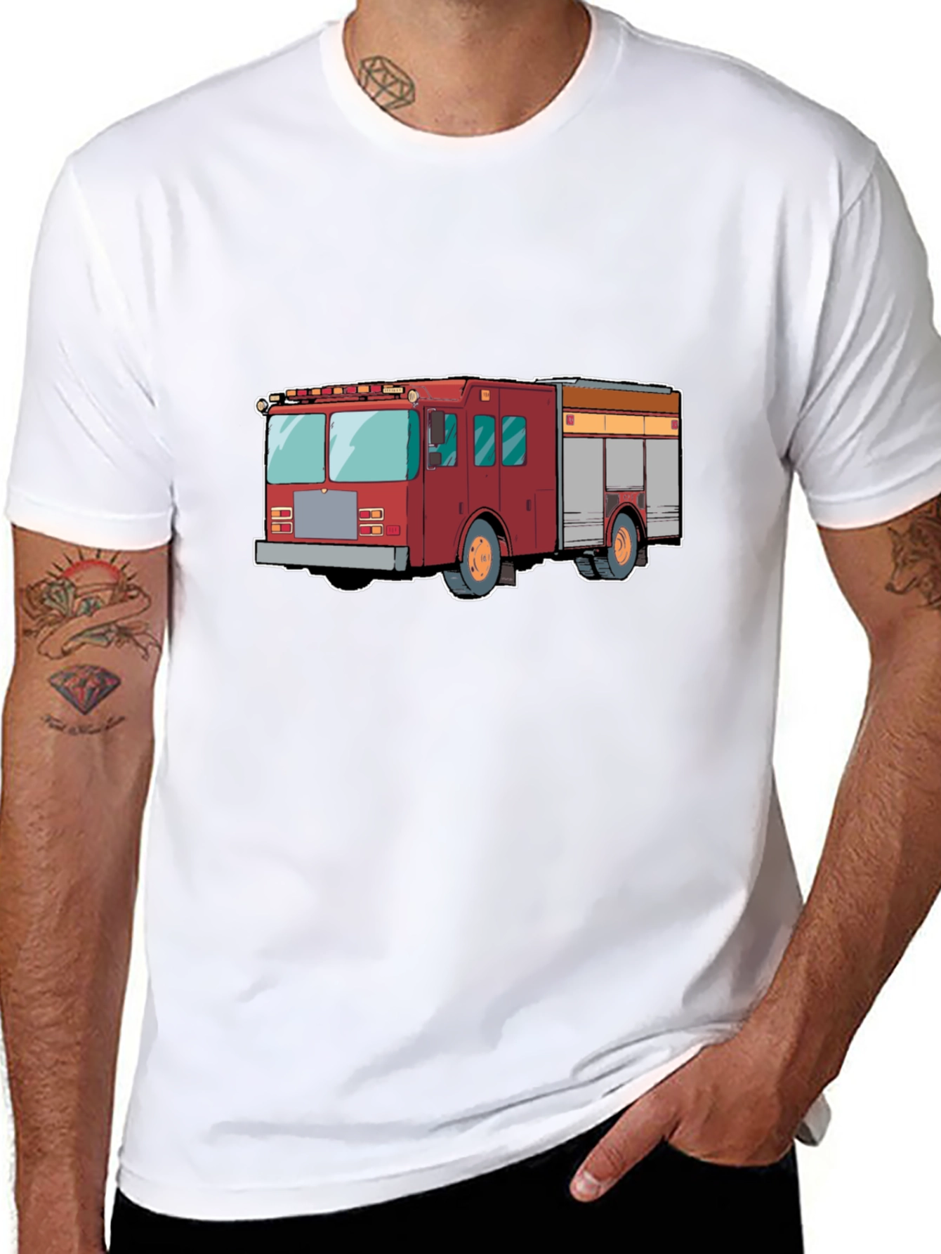 Fire Truck T-Shirt - Black Cotton Tee