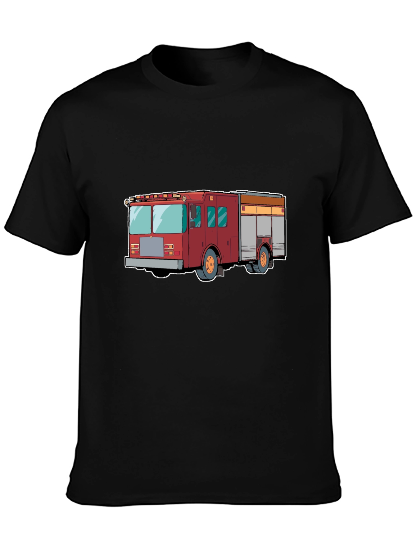 Fire Truck T-Shirt - Black Cotton Tee