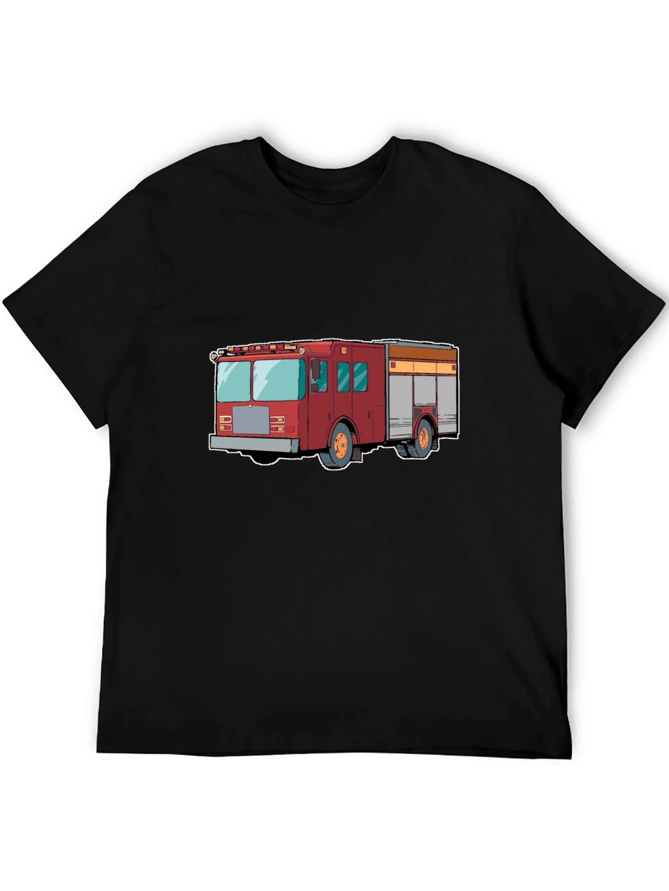 Fire Truck T-Shirt - Black Cotton Tee