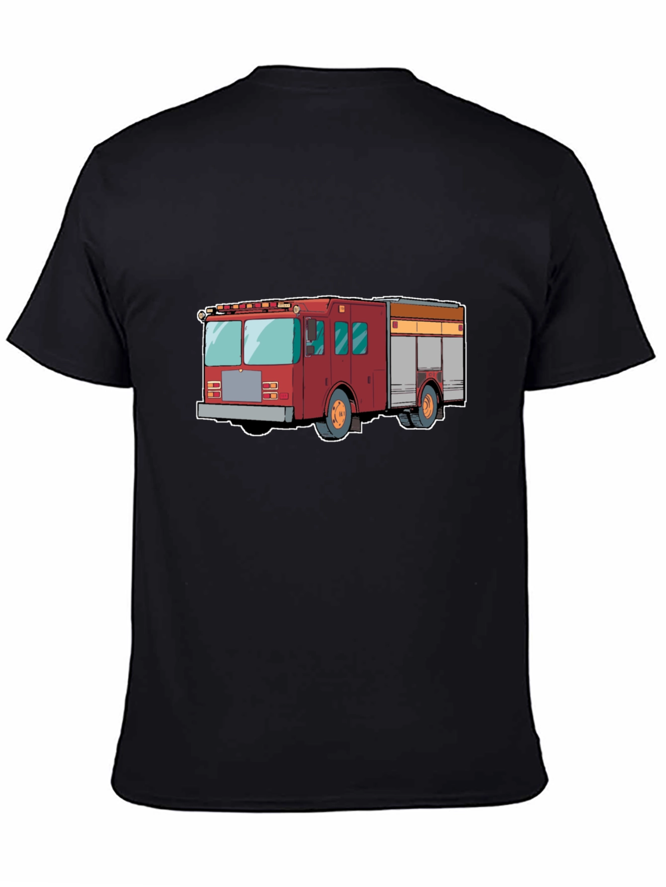 Fire Truck T-Shirt - Black Cotton Tee