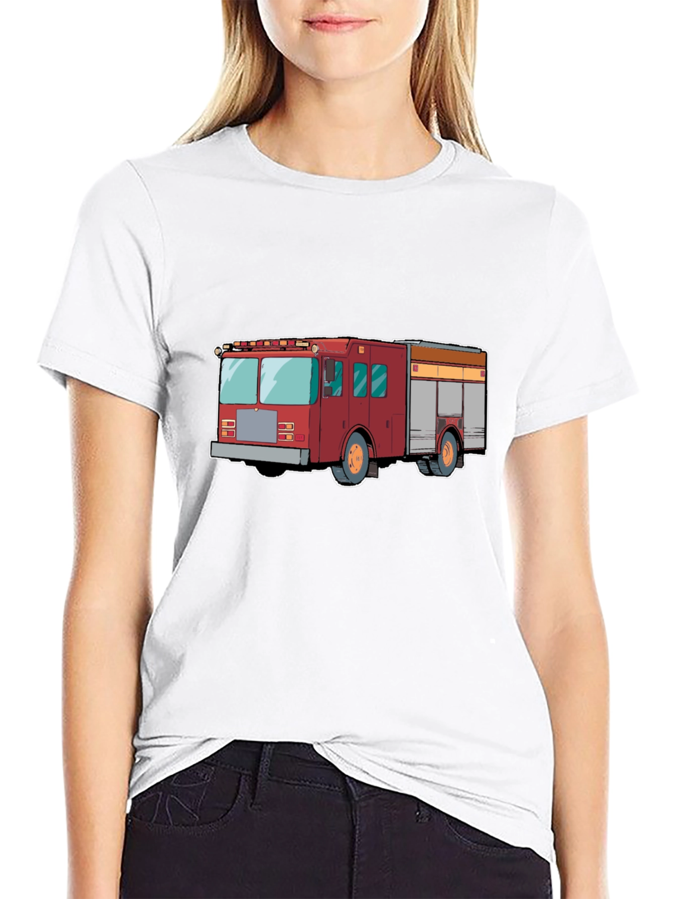 Fire Truck T-Shirt - Black Cotton Tee