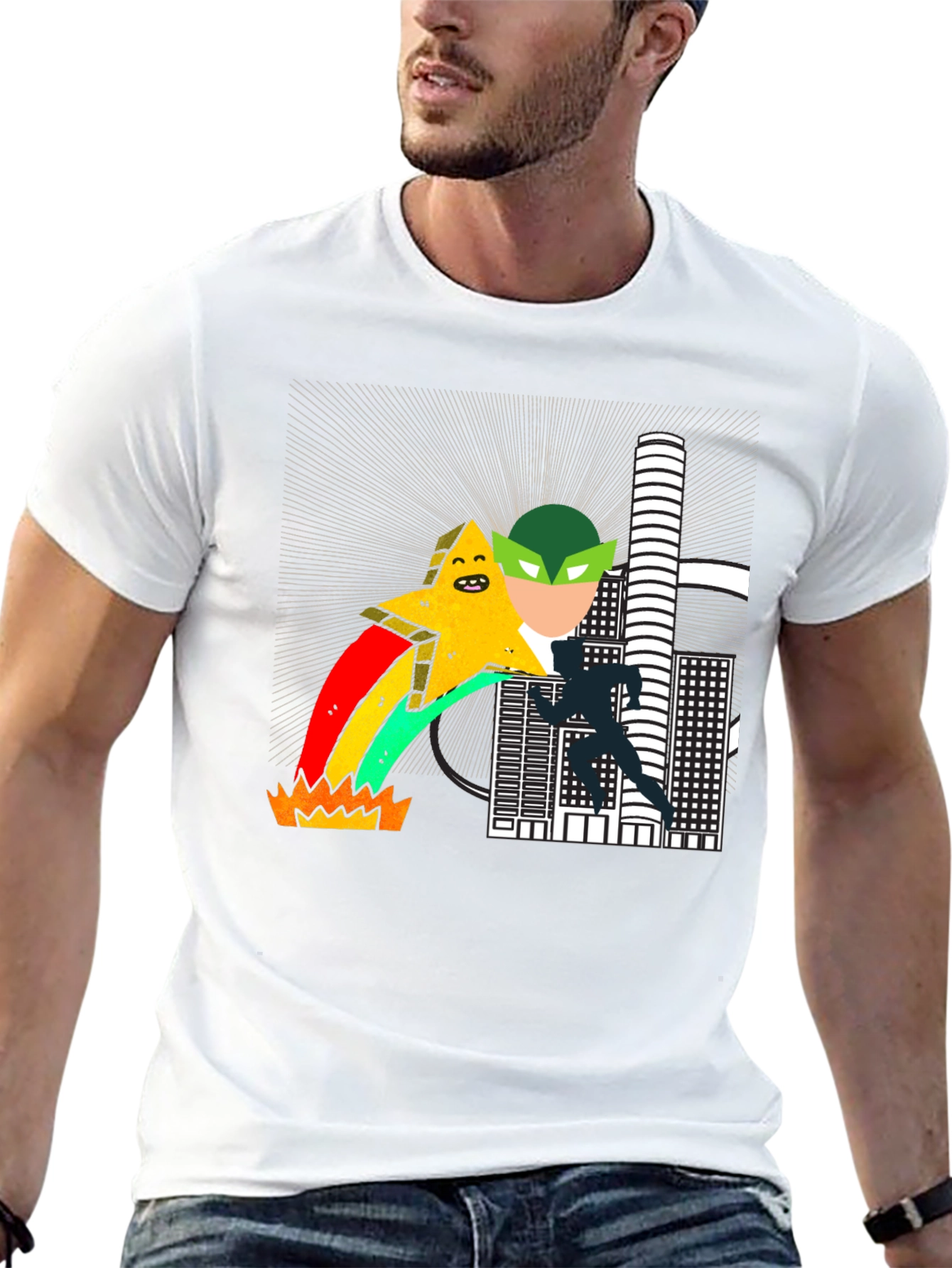 Star Rainbow Cityscape T-Shirt