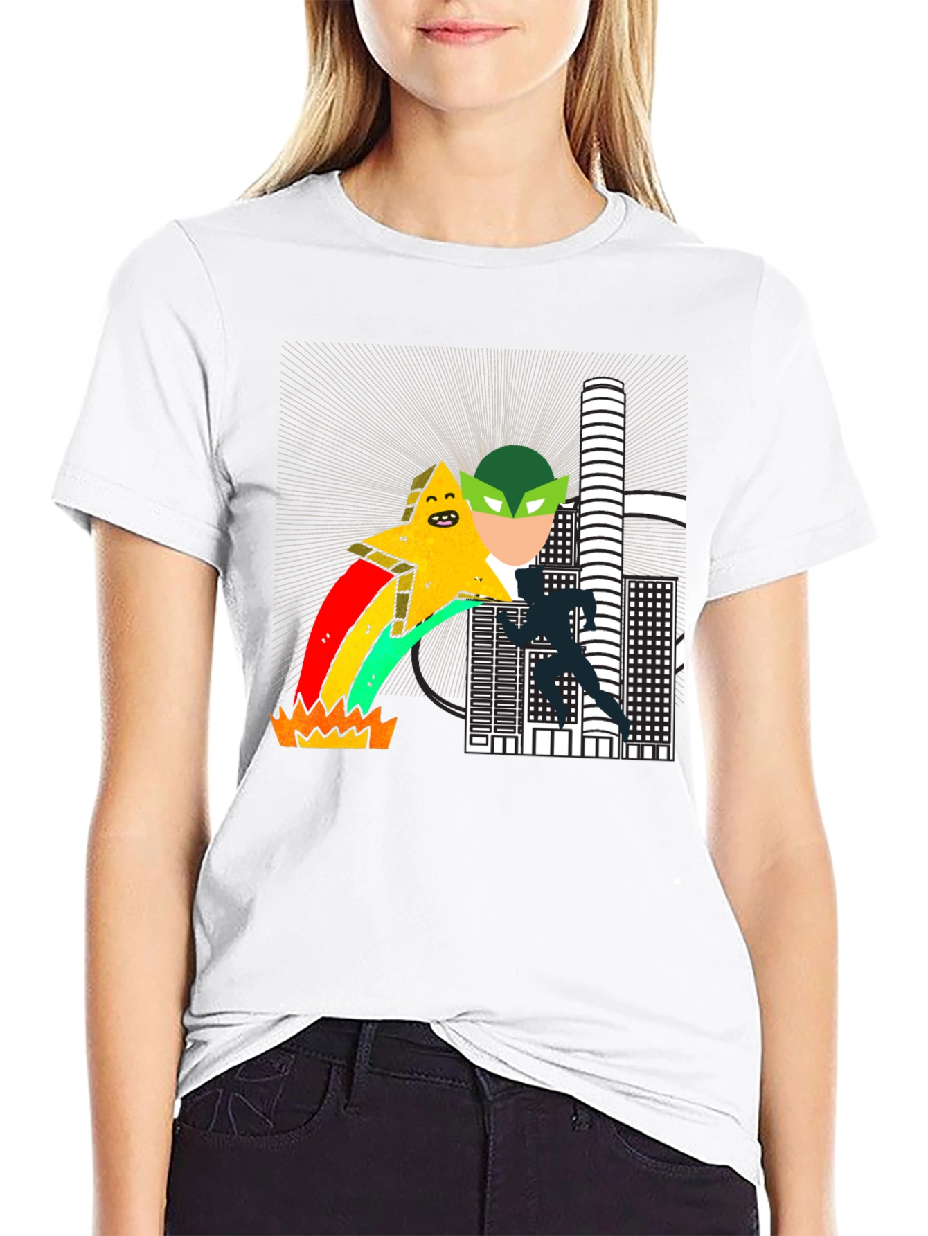 Star Rainbow Cityscape T-Shirt
